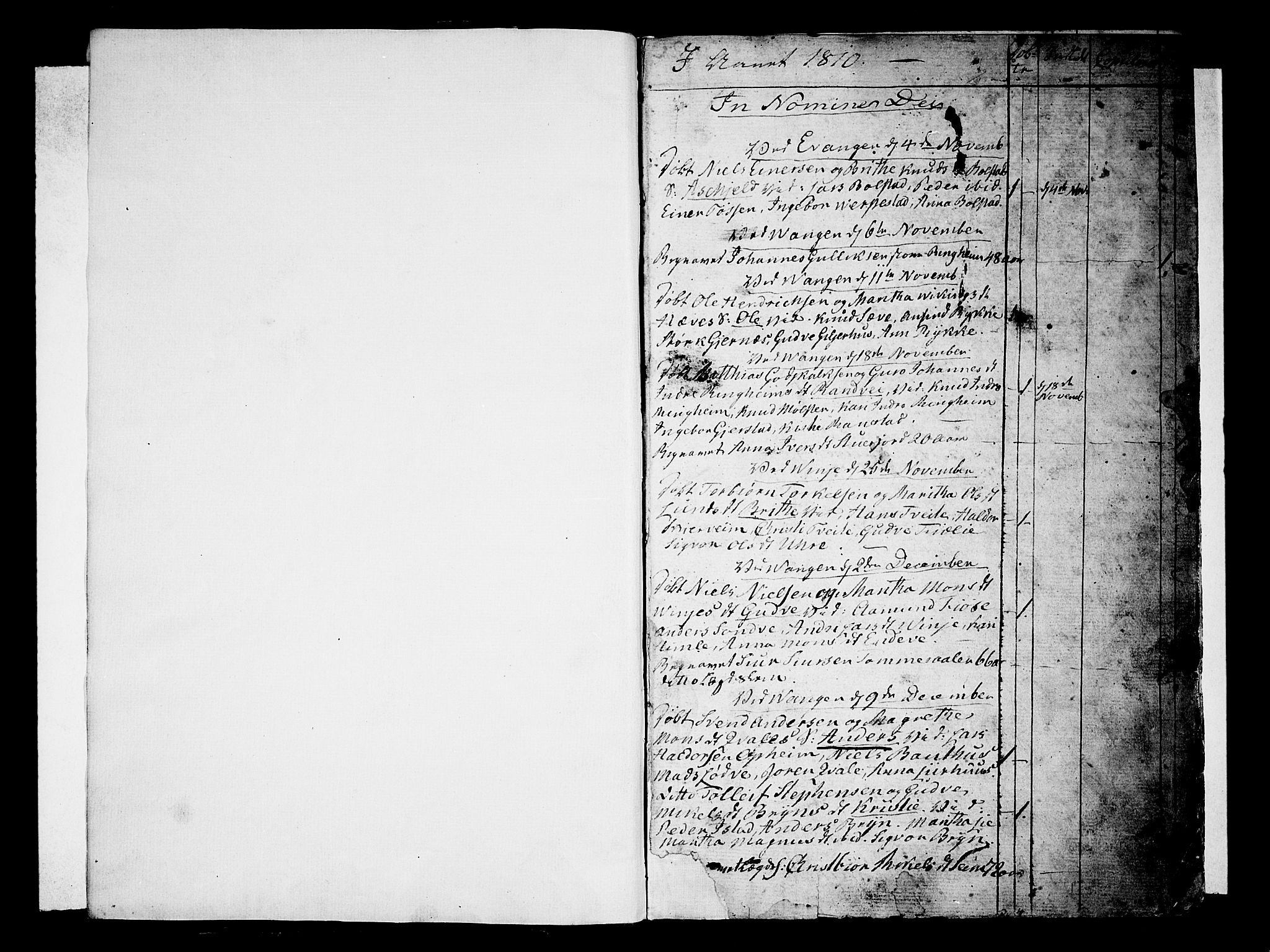 Voss sokneprestembete, AV/SAB-A-79001/H/Haa: Parish register (official) no. A 10, 1810-1821, p. 1