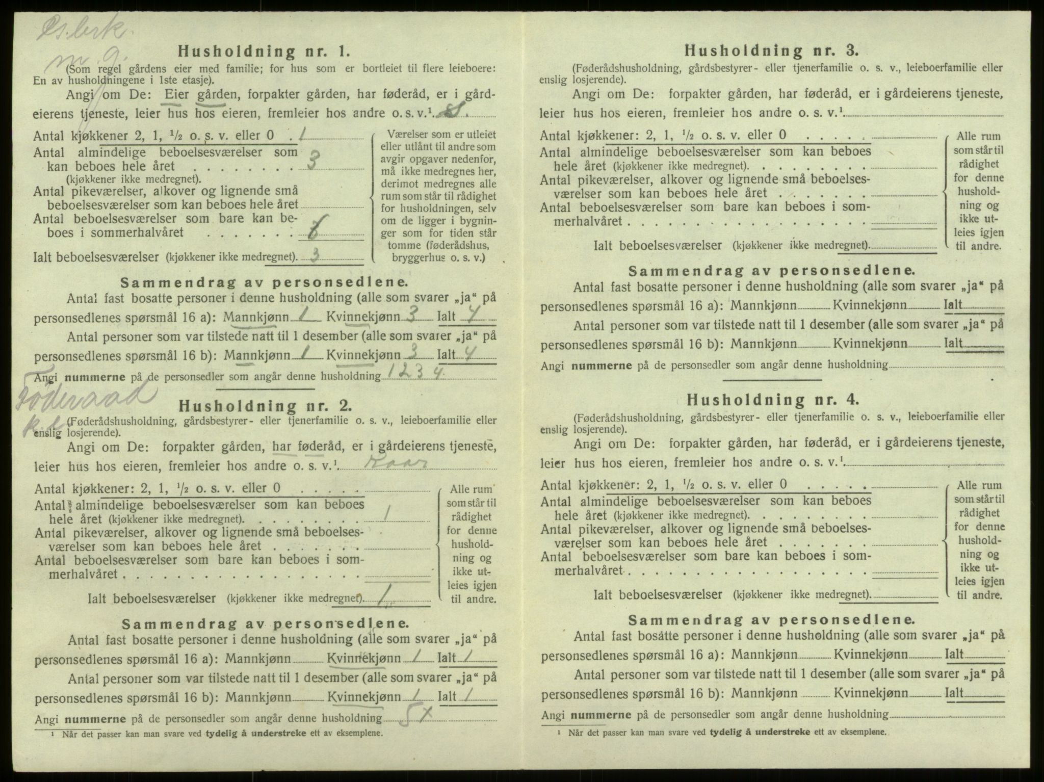 SAB, 1920 census for Selje, 1920, p. 595