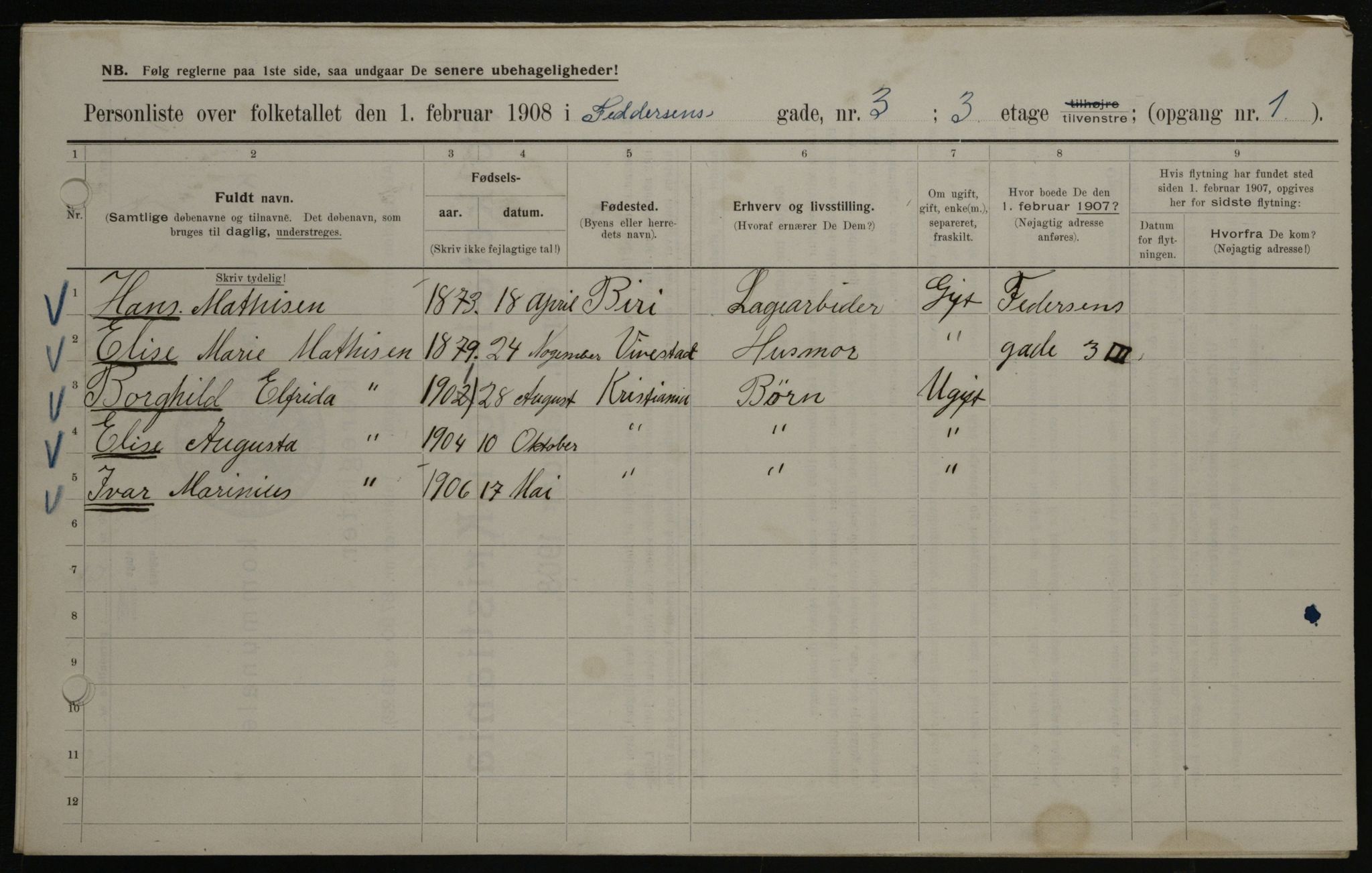 OBA, Municipal Census 1908 for Kristiania, 1908, p. 21842