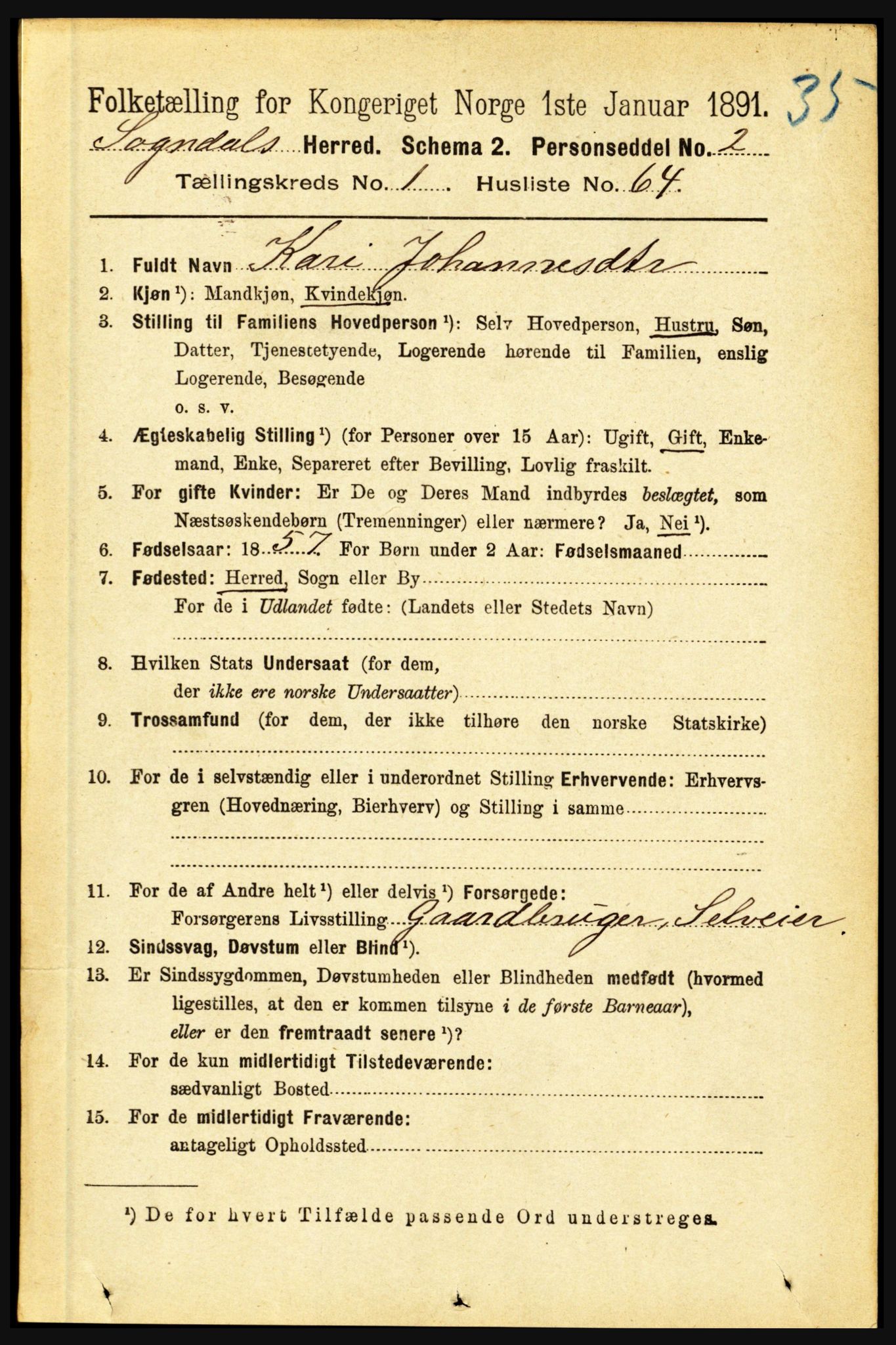 RA, 1891 census for 1420 Sogndal, 1891, p. 428