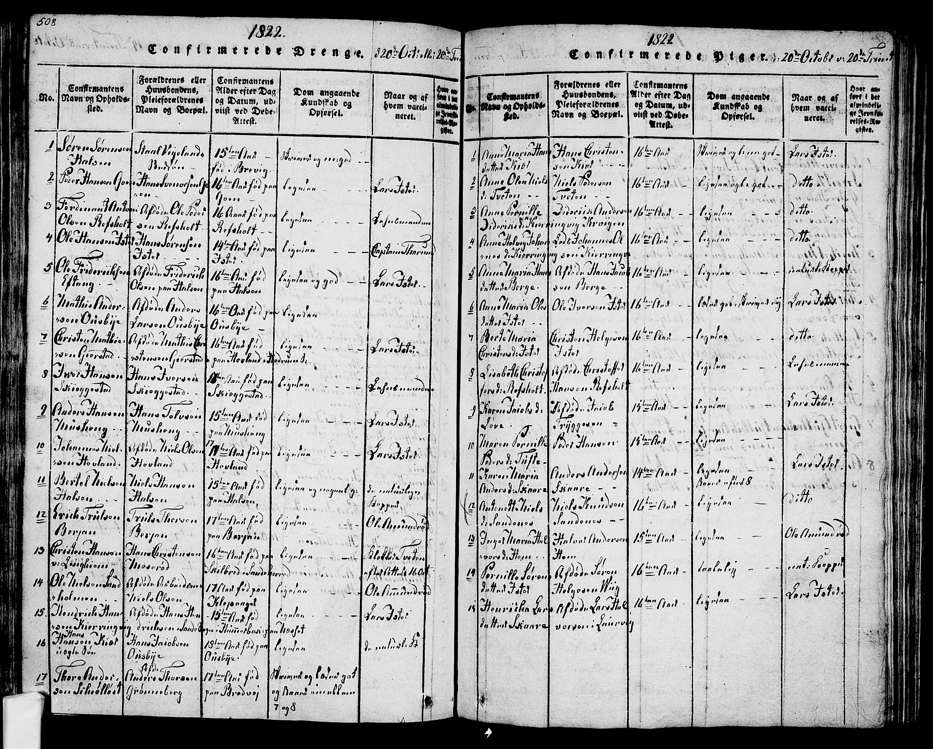Tjølling kirkebøker, SAKO/A-60/F/Fa/L0005: Parish register (official) no. 5, 1814-1836, p. 508-509
