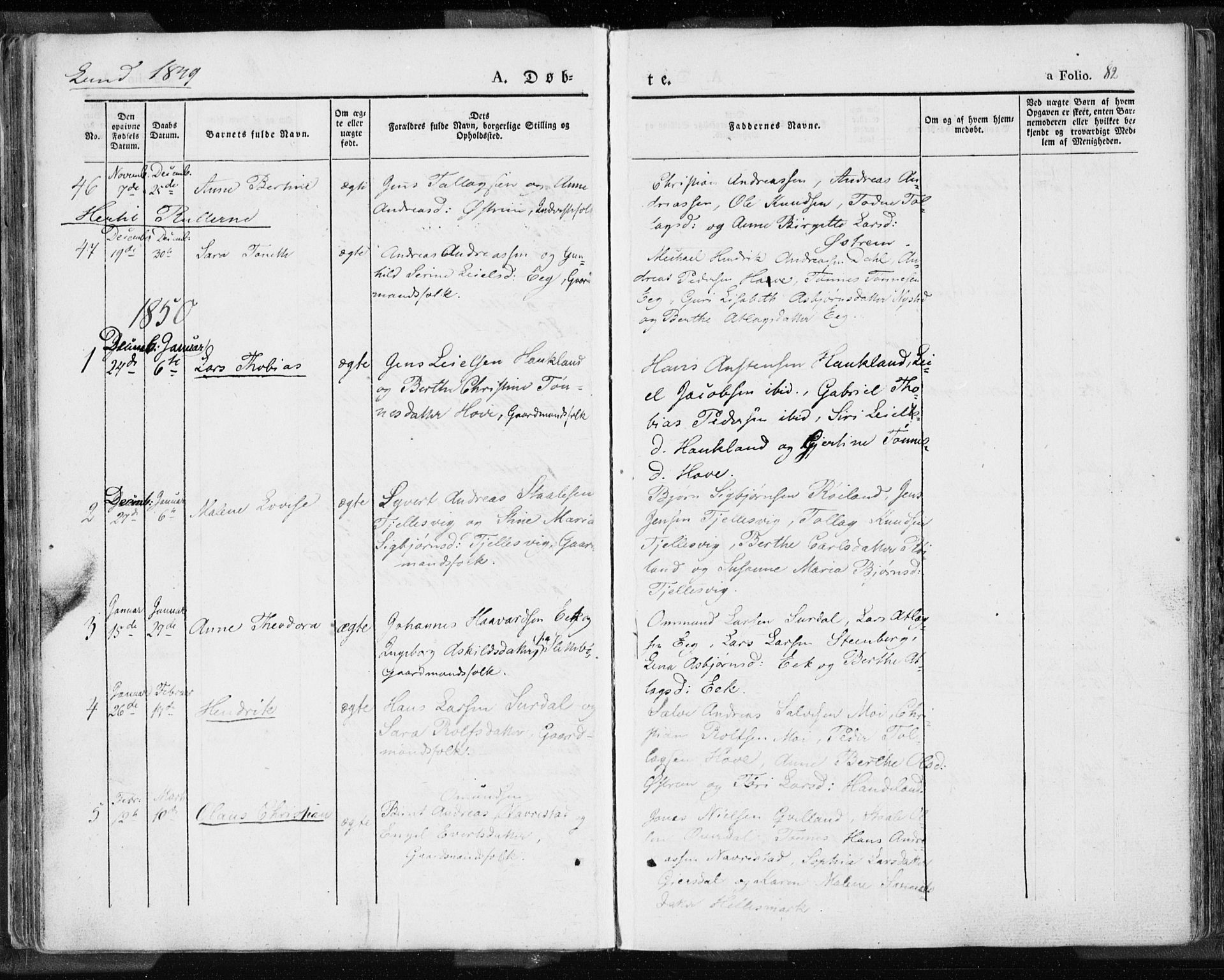 Lund sokneprestkontor, SAST/A-101809/S06/L0007: Parish register (official) no. A 7.1, 1833-1854, p. 82