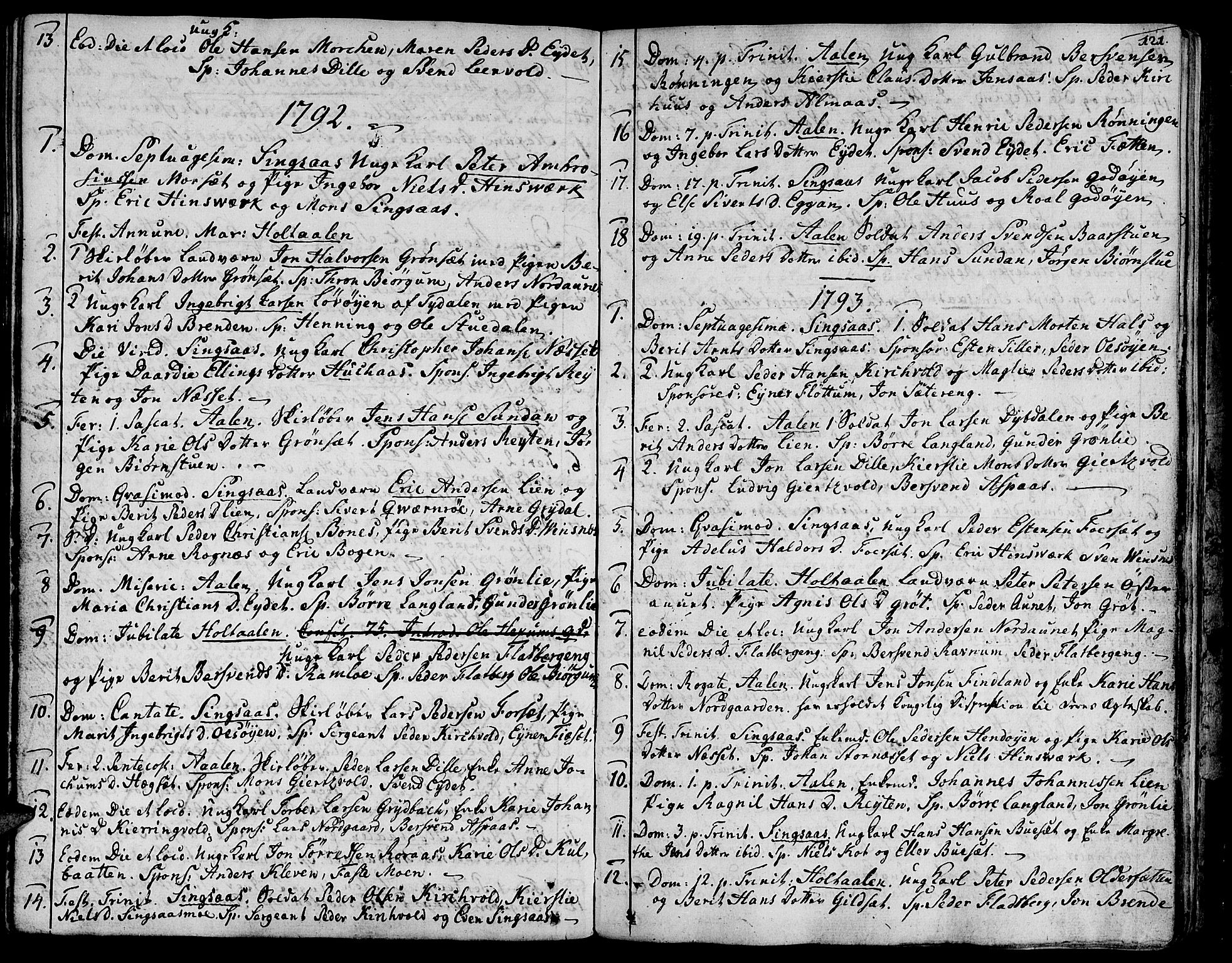 Ministerialprotokoller, klokkerbøker og fødselsregistre - Sør-Trøndelag, SAT/A-1456/685/L0952: Parish register (official) no. 685A01, 1745-1804, p. 121