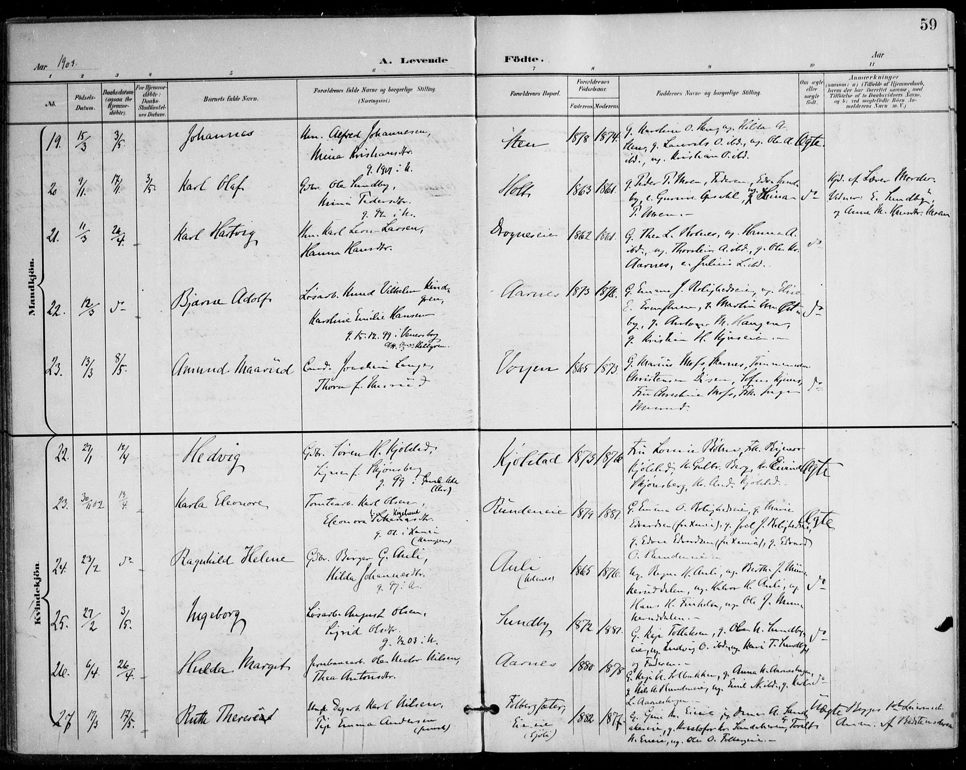 Nes prestekontor Kirkebøker, AV/SAO-A-10410/F/Fa/L0011: Parish register (official) no. I 11, 1899-1918, p. 59