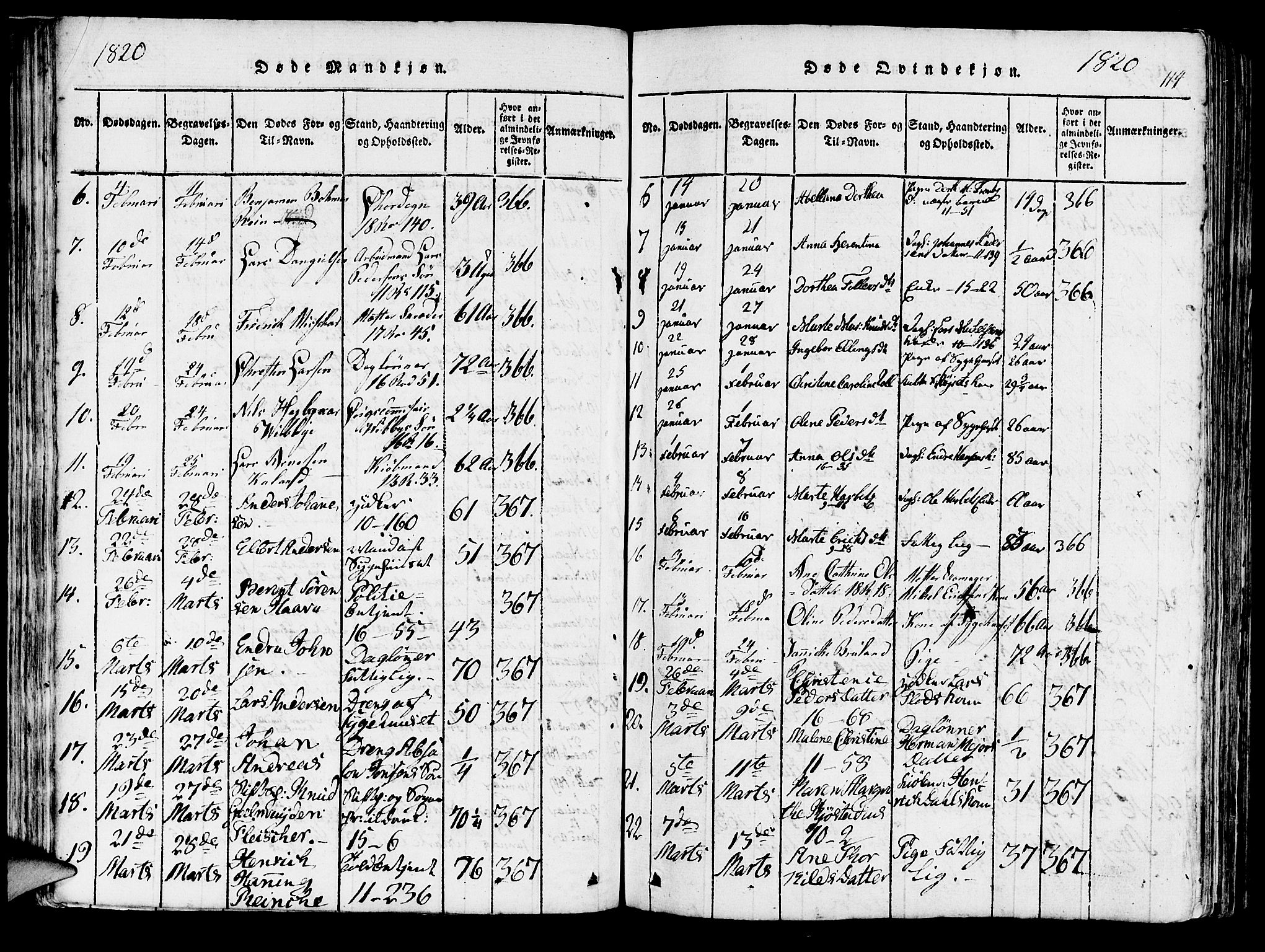 Domkirken sokneprestembete, AV/SAB-A-74801/H/Haa/L0010: Parish register (official) no. A 10, 1816-1821, p. 114