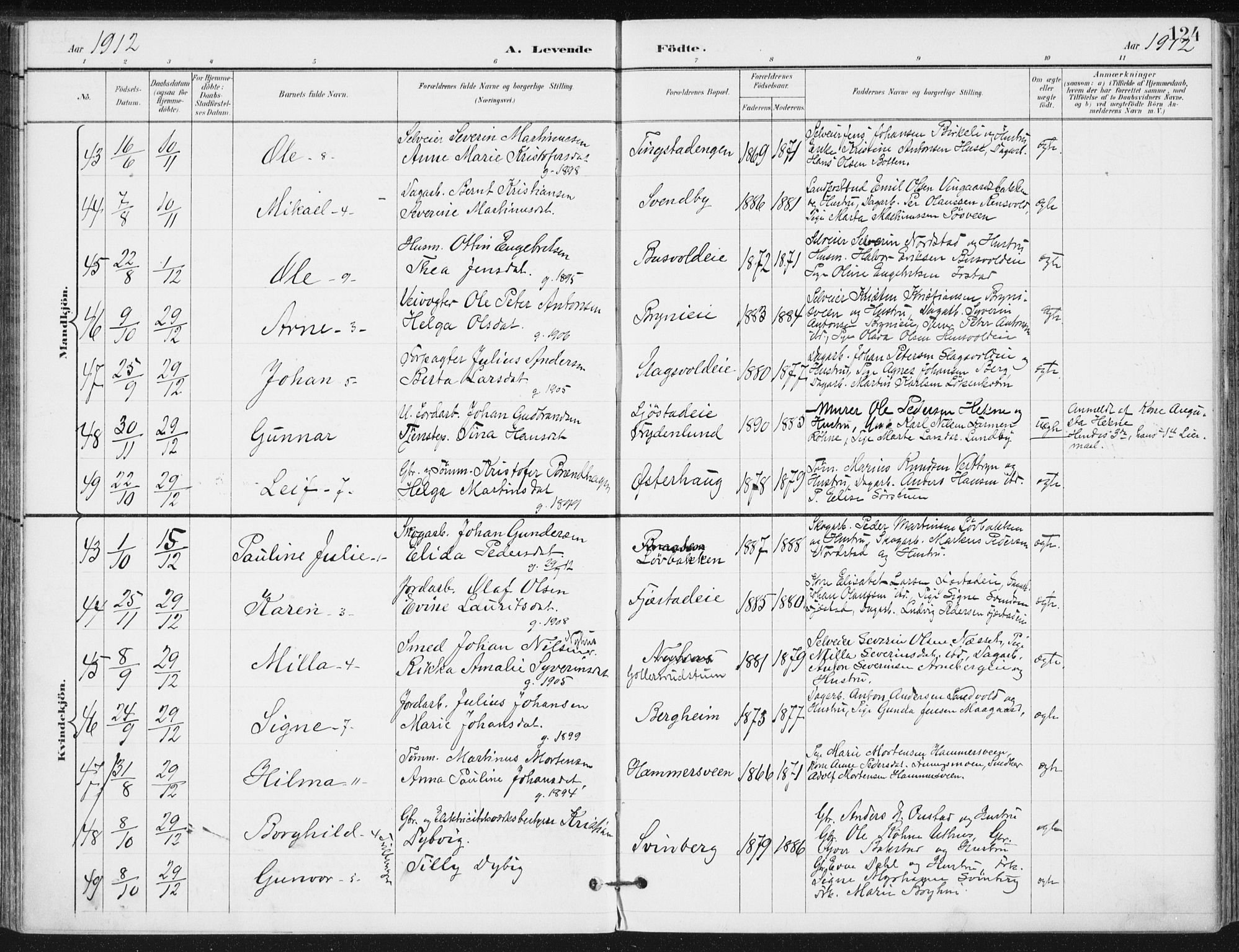 Romedal prestekontor, AV/SAH-PREST-004/K/L0011: Parish register (official) no. 11, 1896-1912, p. 124