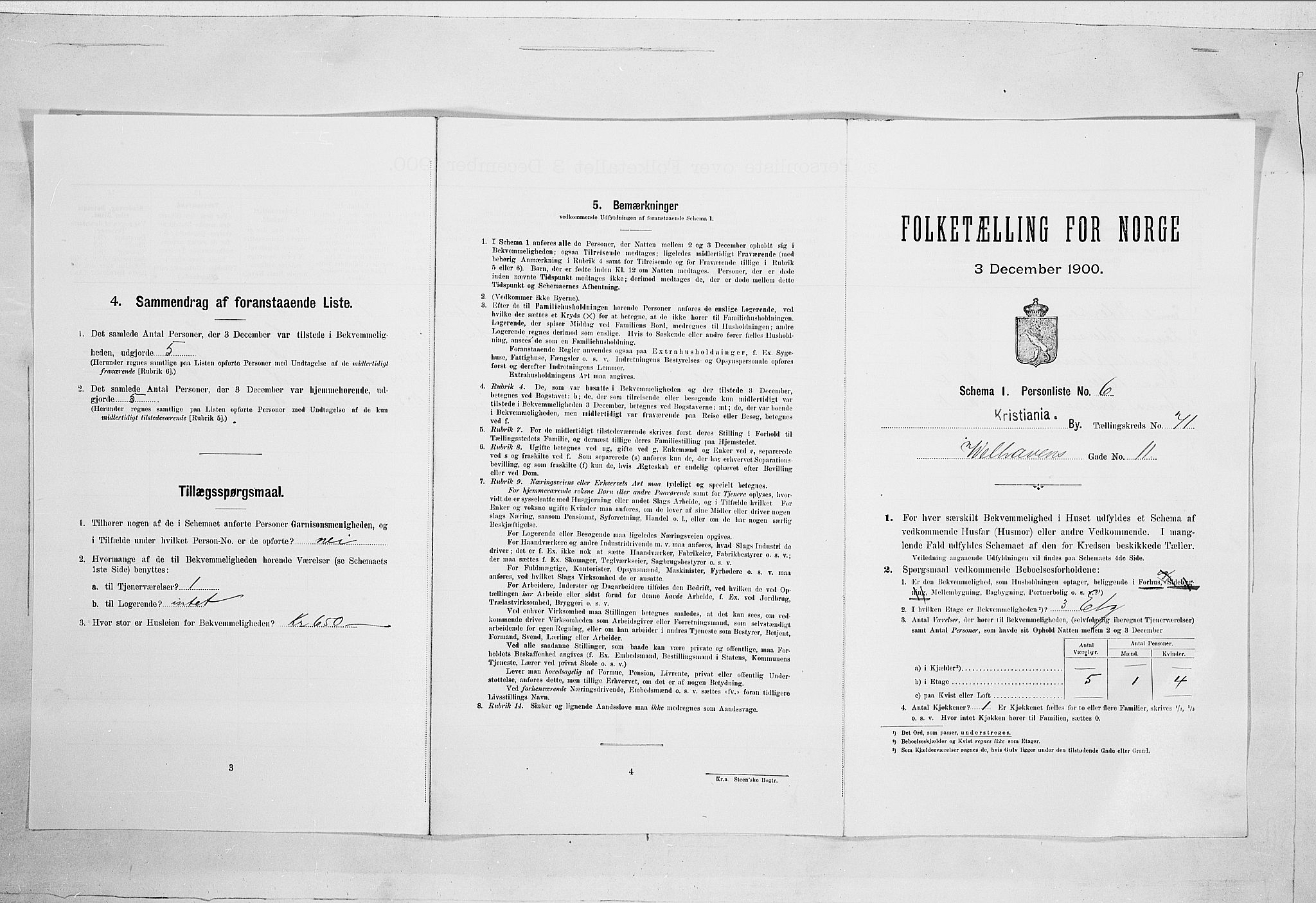 SAO, 1900 census for Kristiania, 1900, p. 111052