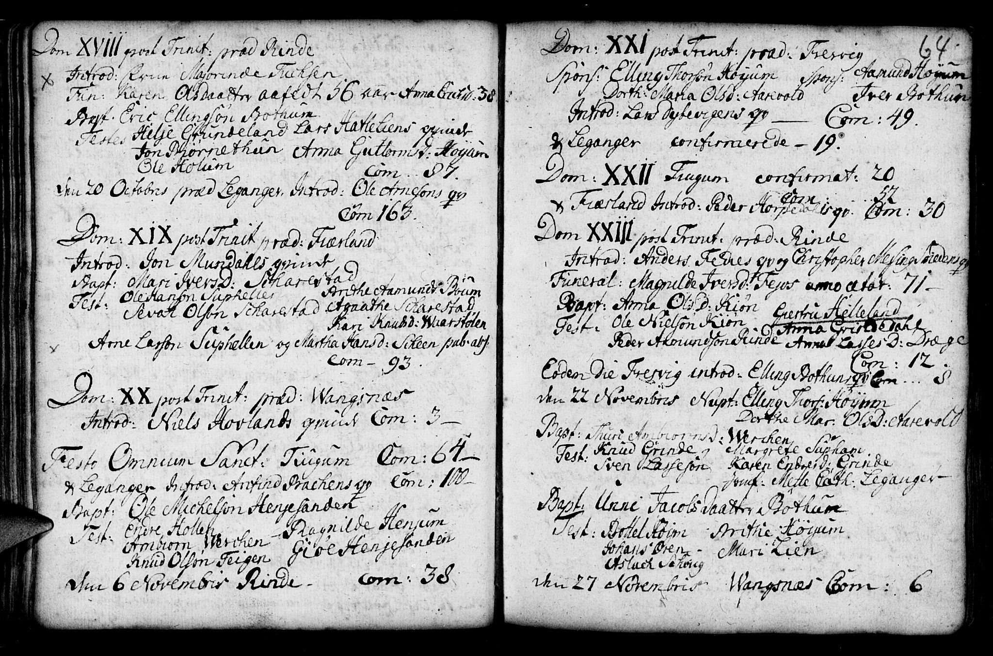 Leikanger sokneprestembete, AV/SAB-A-81001/H/Haa/Haaa/L0002: Parish register (official) no. A 2, 1735-1756, p. 64