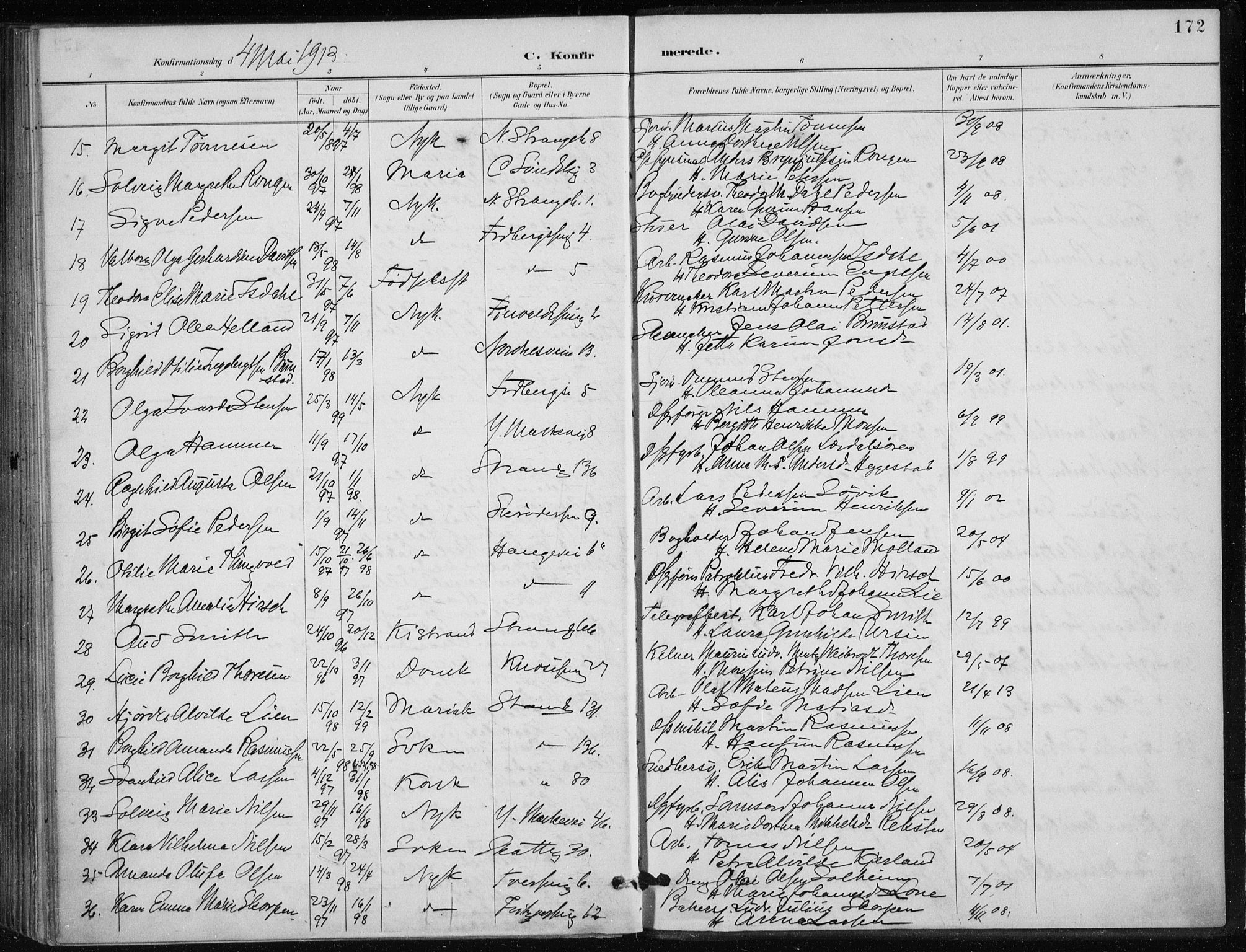 Nykirken Sokneprestembete, AV/SAB-A-77101/H/Haa/L0028: Parish register (official) no. C 7, 1887-1913, p. 172