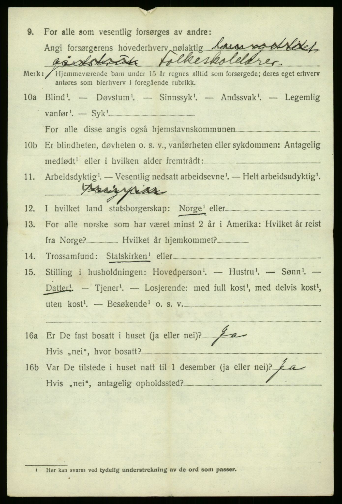 SAB, 1920 census for Hyllestad, 1920, p. 3227