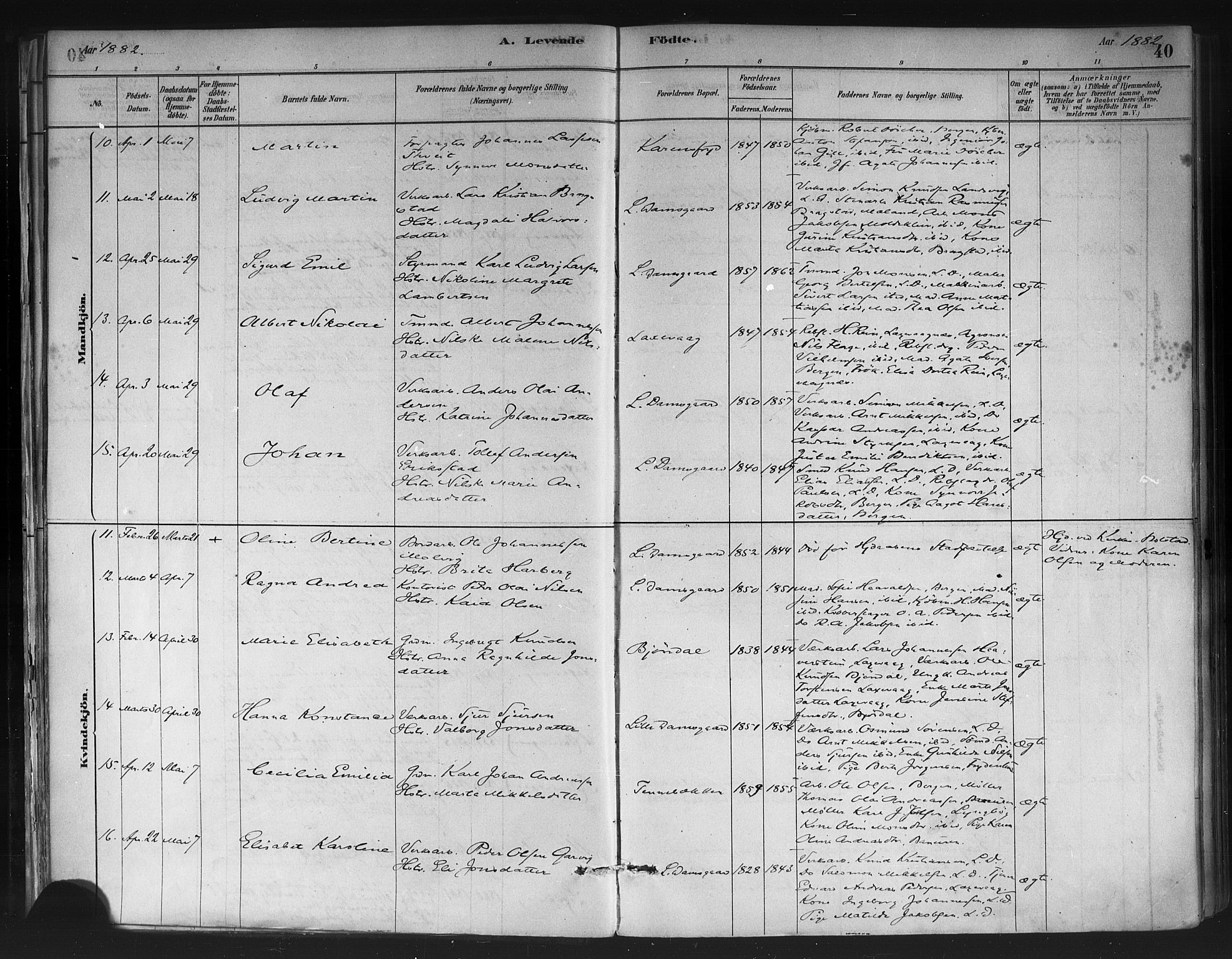 Askøy Sokneprestembete, AV/SAB-A-74101/H/Ha/Haa/Haae/L0002: Parish register (official) no. E 2, 1878-1891, p. 40