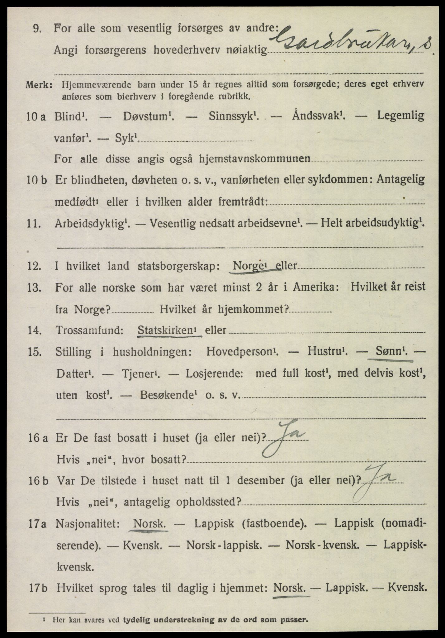 SAT, 1920 census for Frosta, 1920, p. 5233