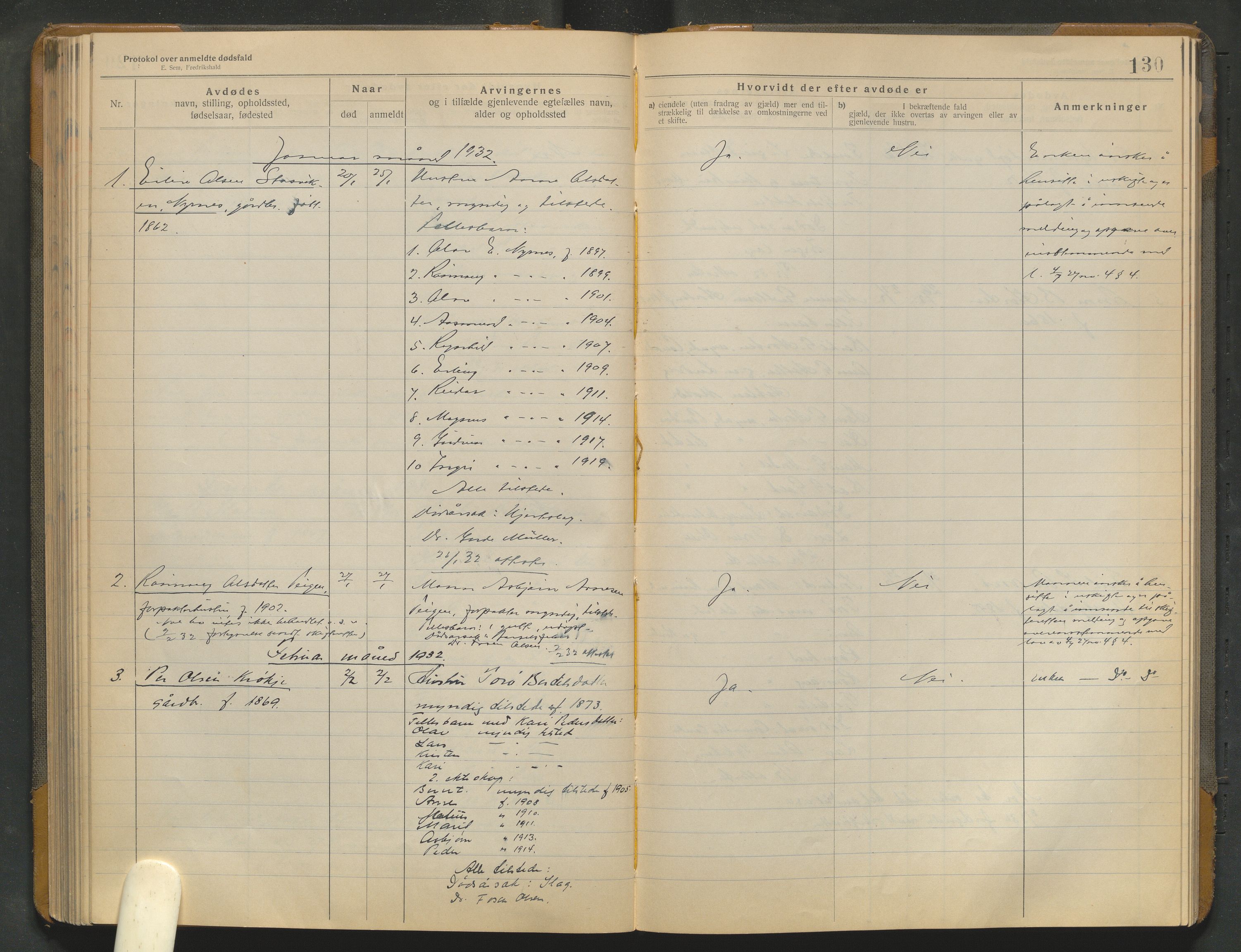 Lom lensmannskontor, AV/SAH-PGL-006/H/Ha/Haa/L0001/0004: Dødsfallsprotokoller / Dødsfallsprotokoll, 1922-1937, p. 130