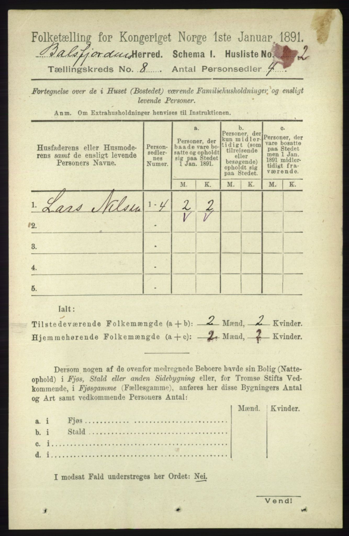 RA, 1891 census for 1933 Balsfjord, 1891, p. 2368