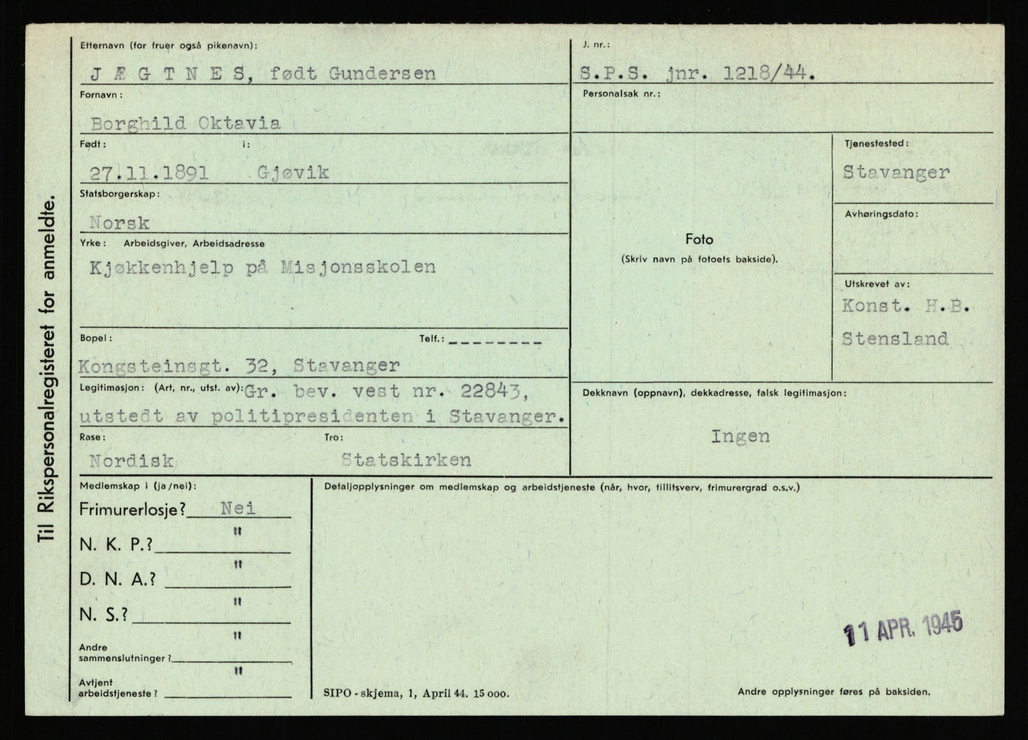 Statspolitiet - Hovedkontoret / Osloavdelingen, AV/RA-S-1329/C/Ca/L0008: Johan(nes)sen - Knoph, 1943-1945, p. 2660