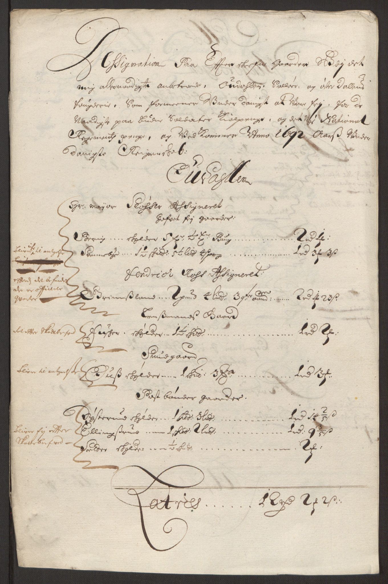 Rentekammeret inntil 1814, Reviderte regnskaper, Fogderegnskap, RA/EA-4092/R13/L0830: Fogderegnskap Solør, Odal og Østerdal, 1692, p. 350
