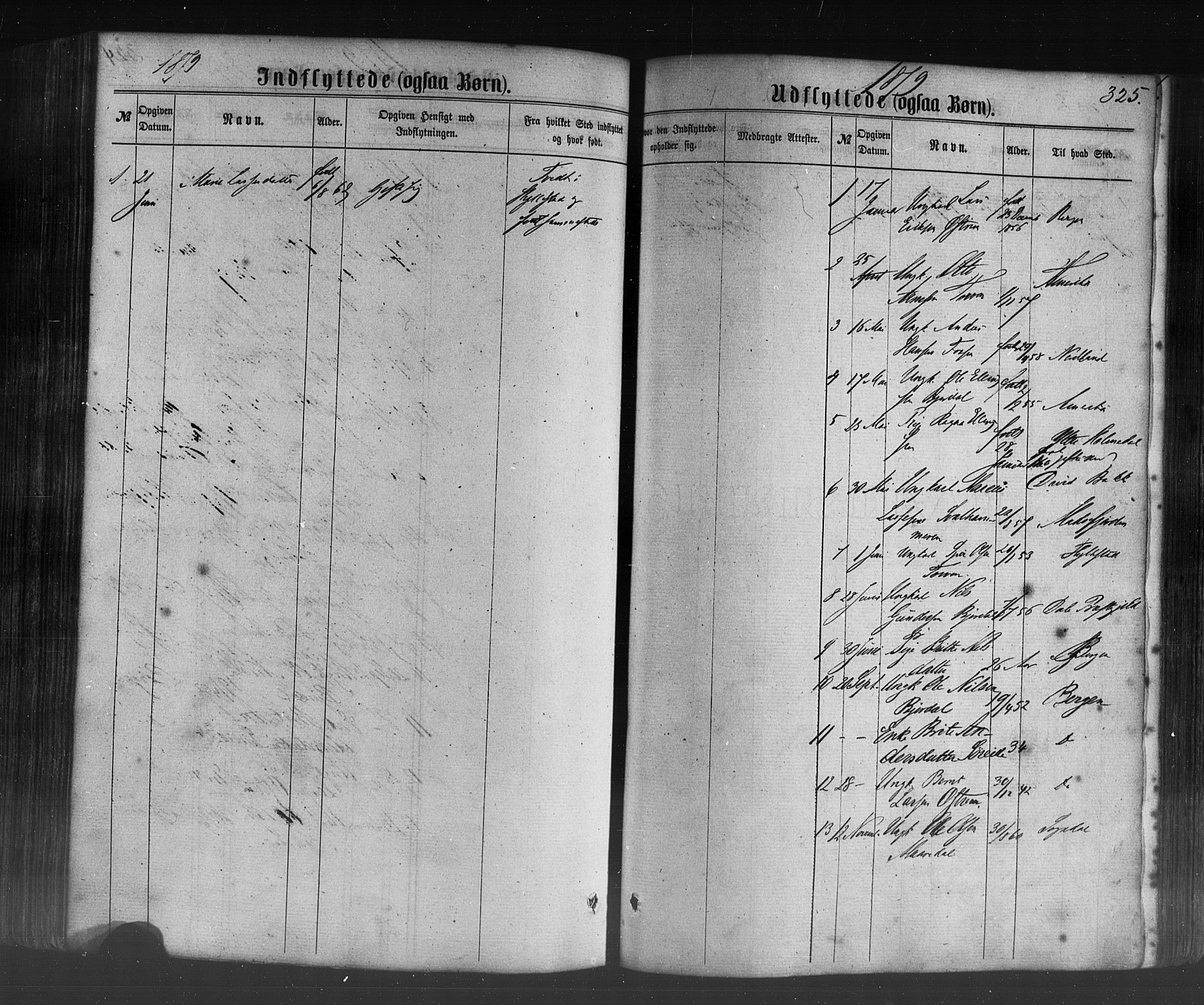 Lavik sokneprestembete, SAB/A-80901: Parish register (official) no. A 4, 1864-1881, p. 325