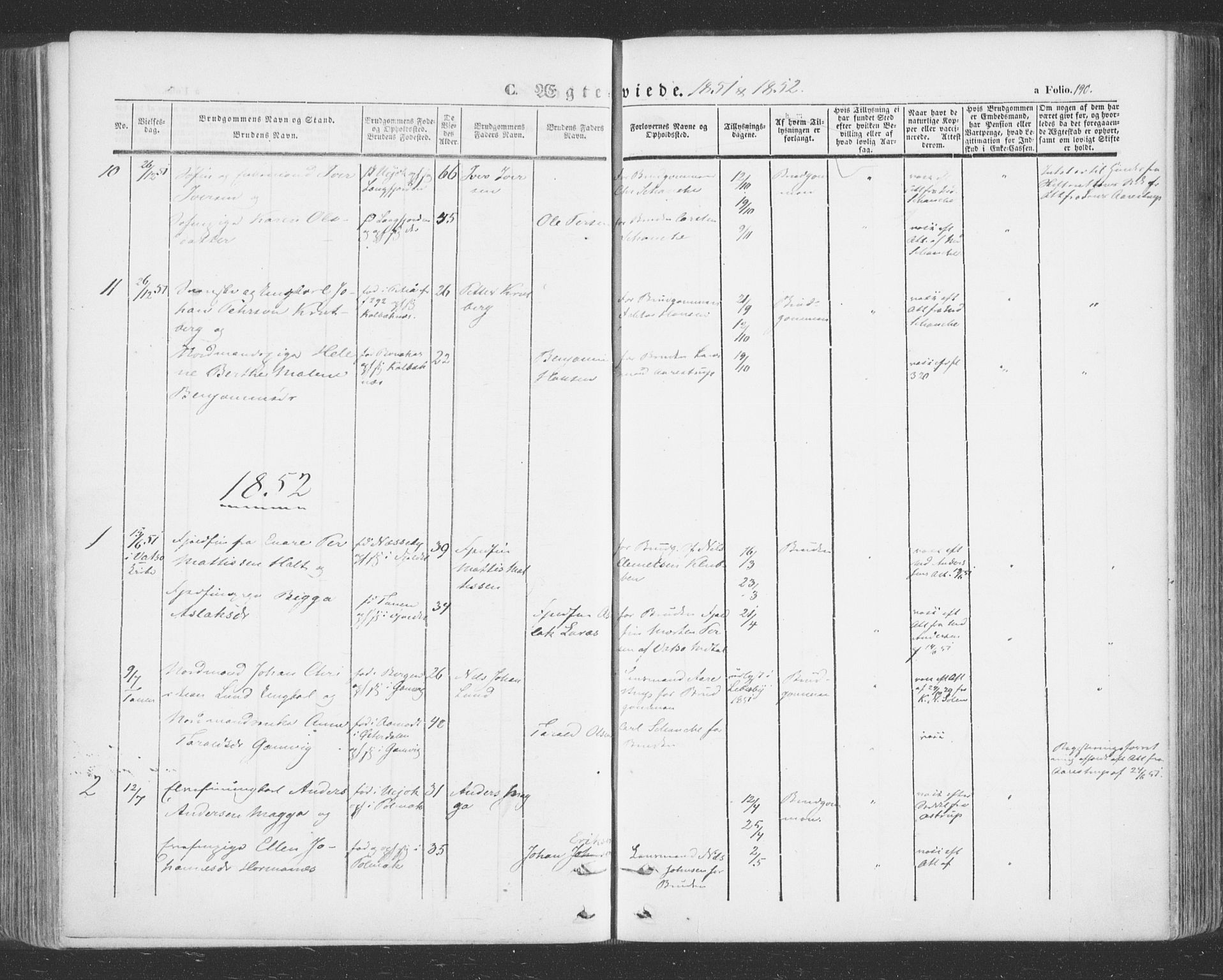 Tana sokneprestkontor, SATØ/S-1334/H/Ha/L0001kirke: Parish register (official) no. 1, 1846-1861, p. 190