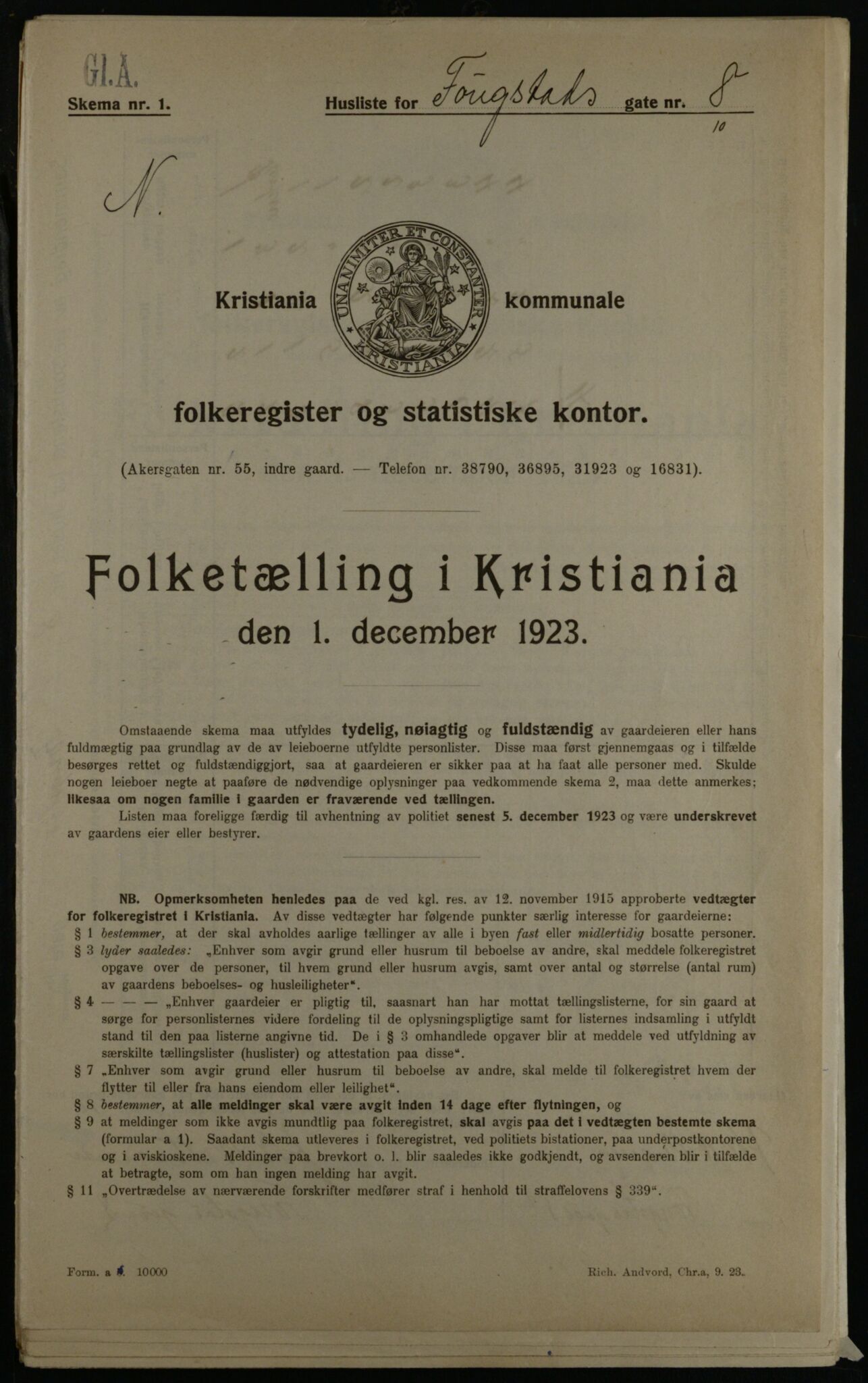 OBA, Municipal Census 1923 for Kristiania, 1923, p. 28388