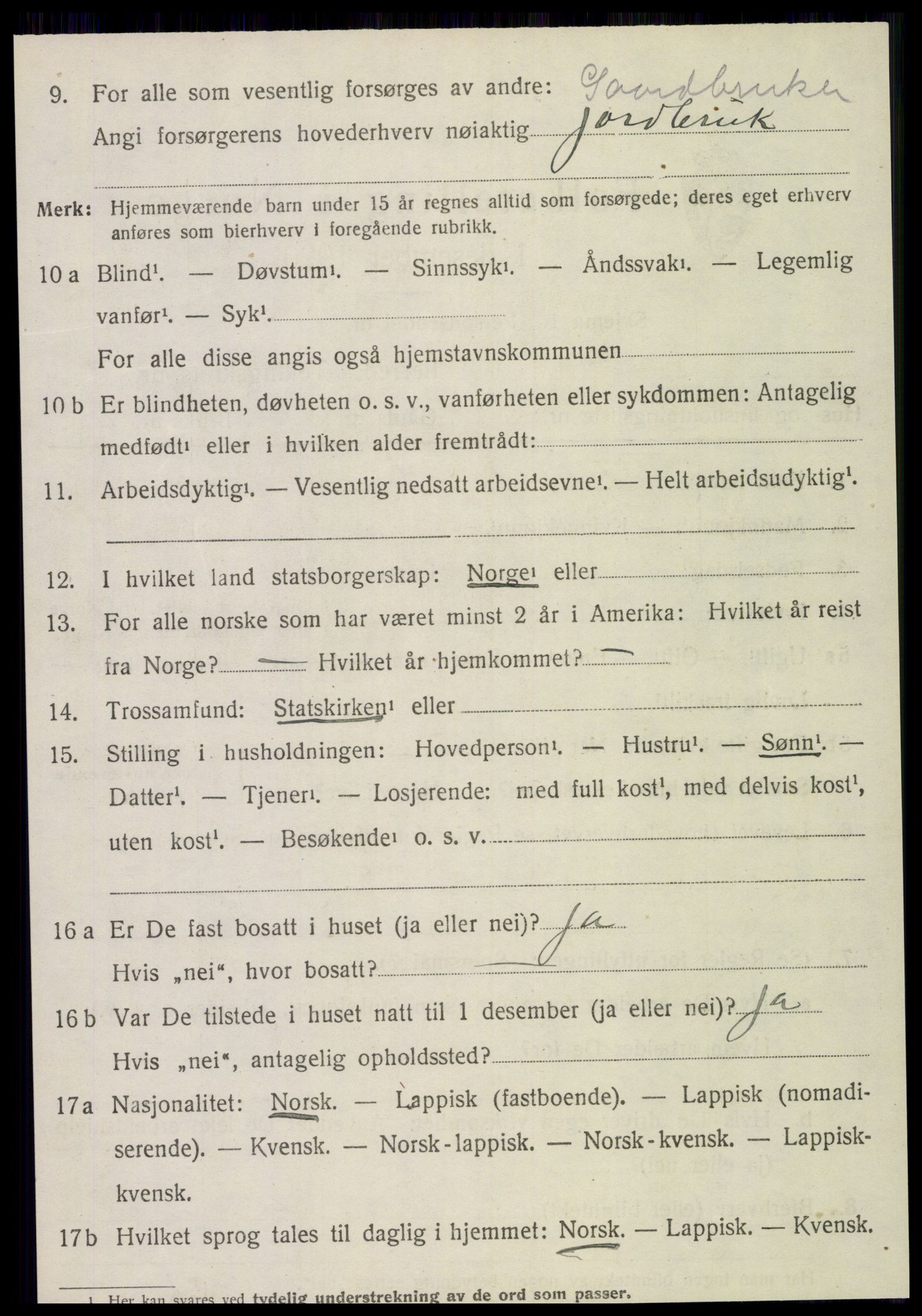 SAT, 1920 census for Snåsa, 1920, p. 3181