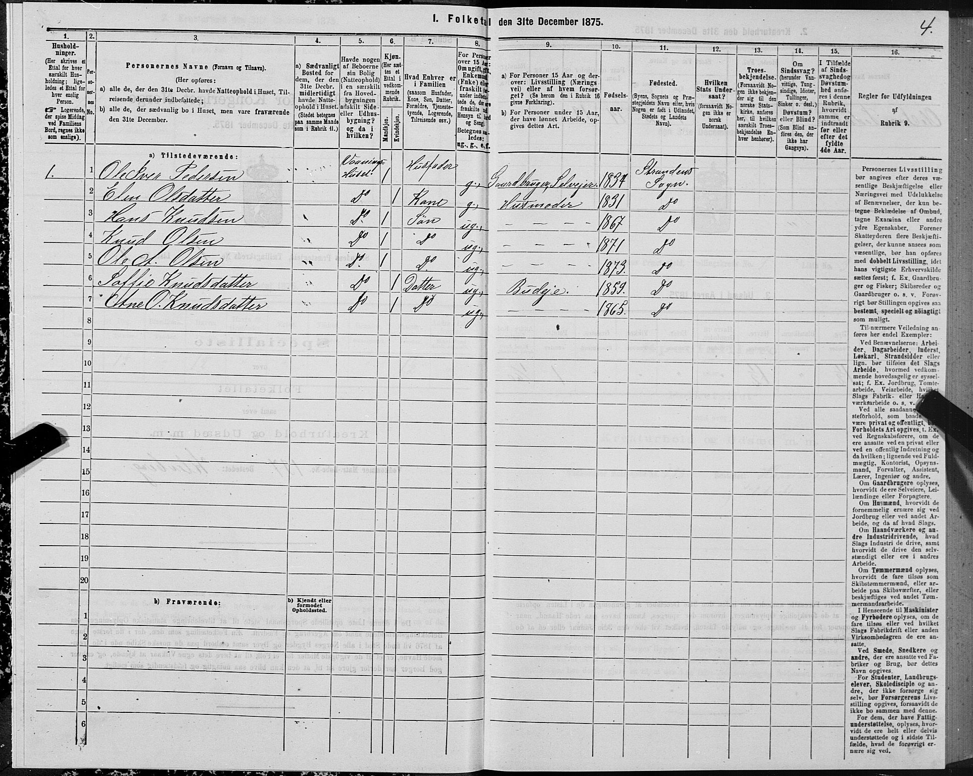 SAT, 1875 census for 1525P Stranda, 1875, p. 1004