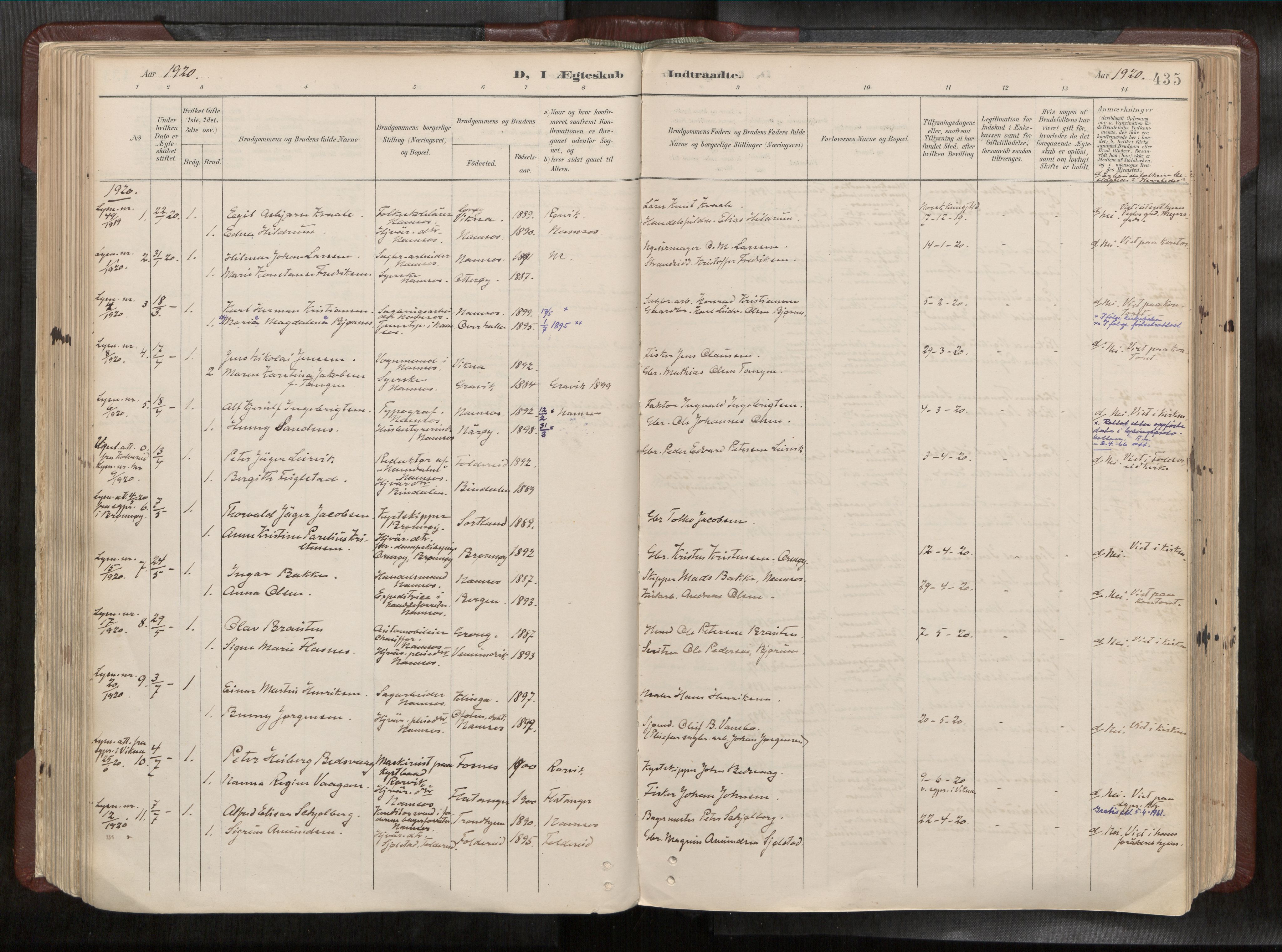 Ministerialprotokoller, klokkerbøker og fødselsregistre - Nord-Trøndelag, AV/SAT-A-1458/768/L0579a: Parish register (official) no. 768A14, 1887-1931, p. 435