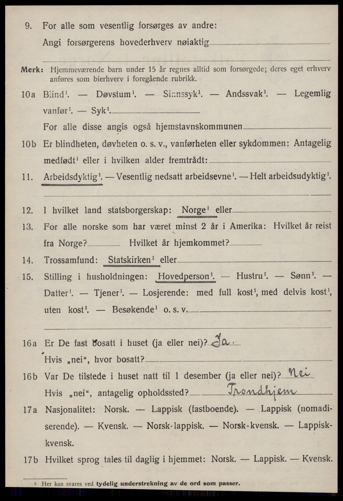 SAT, 1920 census for Orkdal, 1920, p. 3895