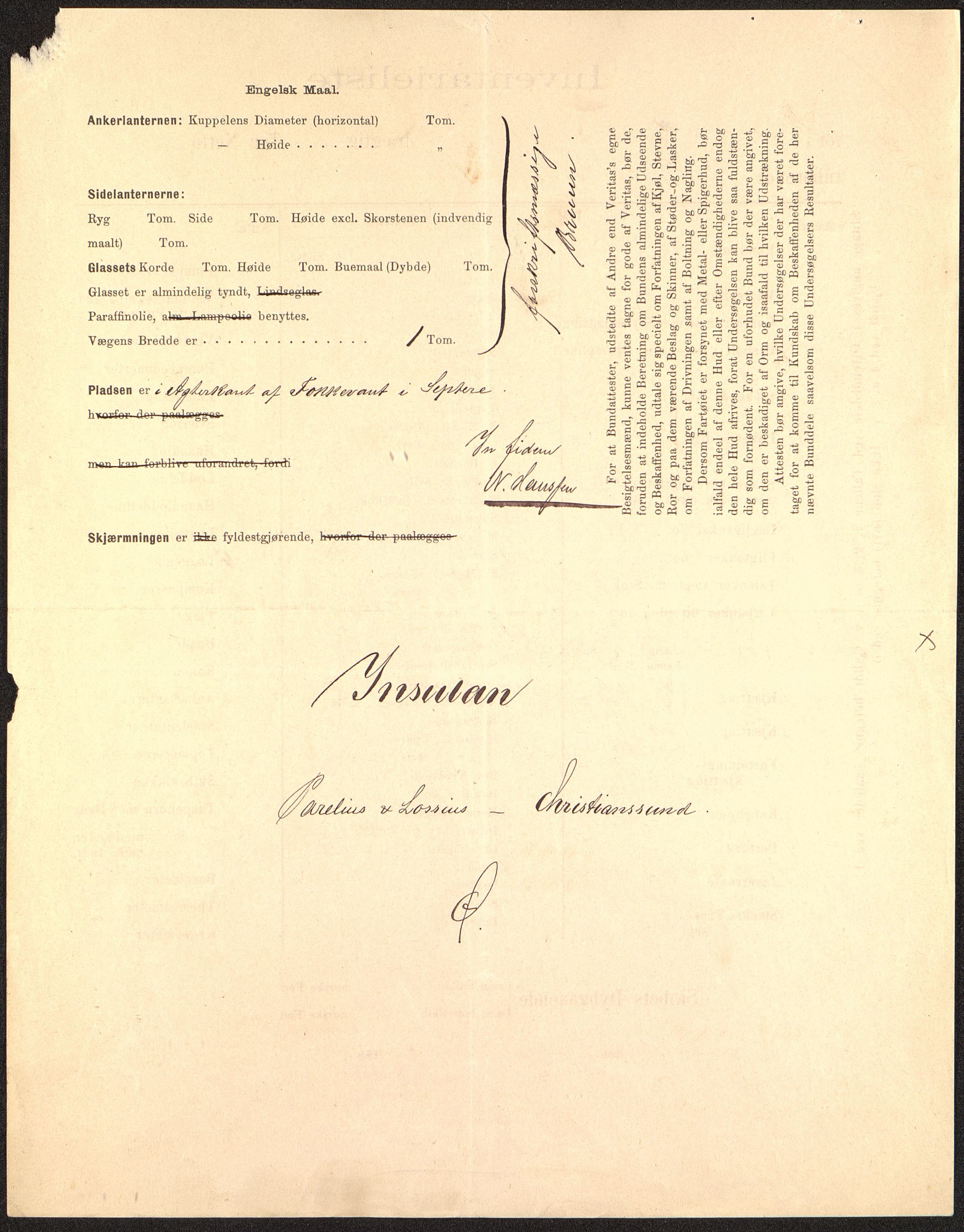 Pa 63 - Østlandske skibsassuranceforening, VEMU/A-1079/G/Ga/L0018/0007: Havaridokumenter / Leif, Jarl, Insulan, Norrøna, Nordstjernen, 1885, p. 65