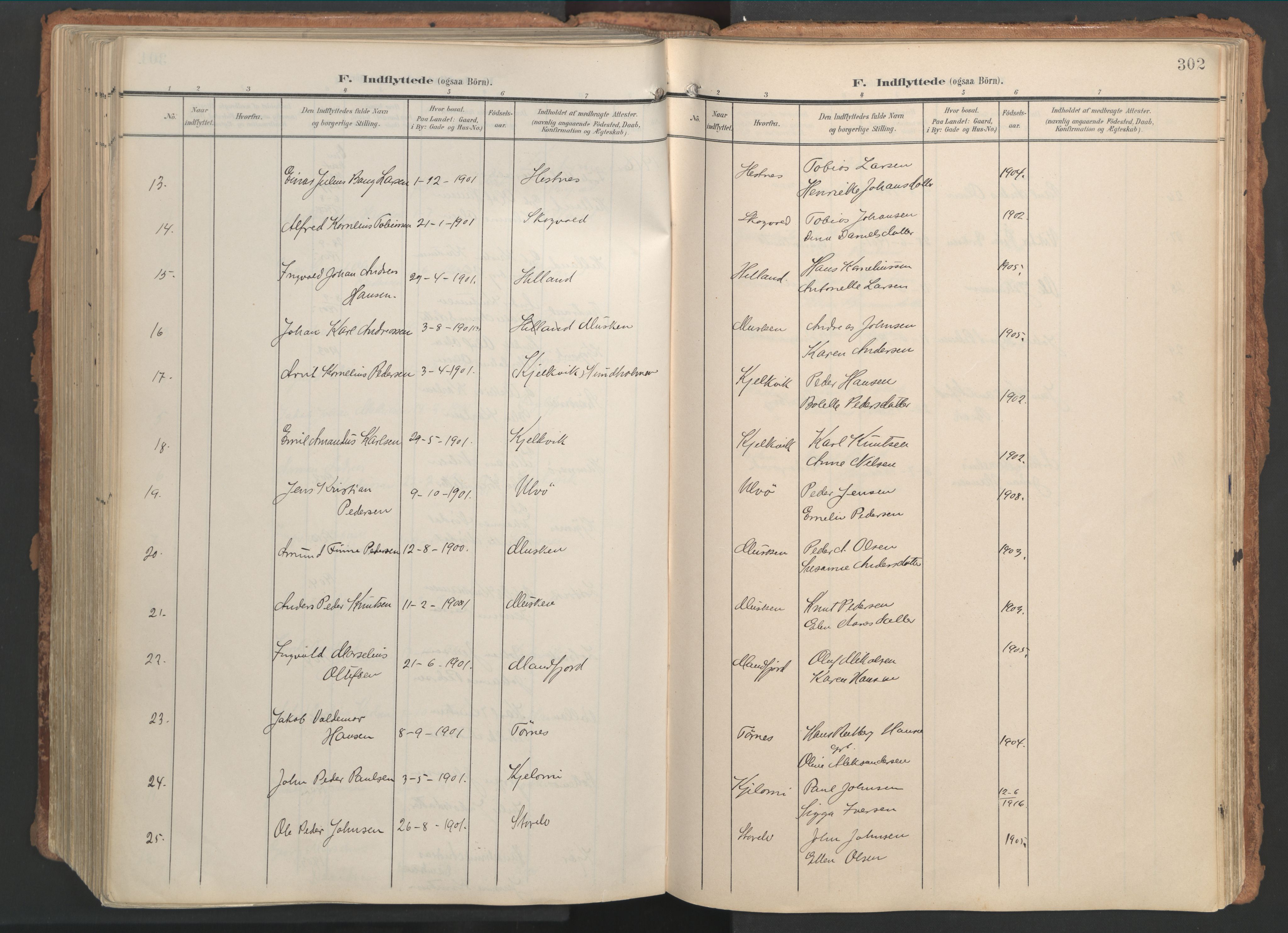 Ministerialprotokoller, klokkerbøker og fødselsregistre - Nordland, SAT/A-1459/861/L0871: Parish register (official) no. 861A06, 1903-1916, p. 302