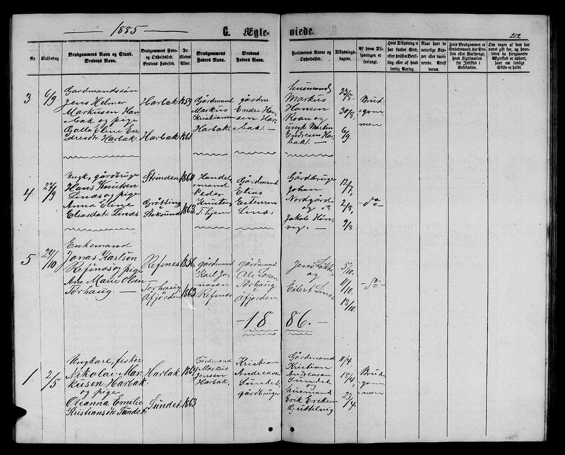 Ministerialprotokoller, klokkerbøker og fødselsregistre - Sør-Trøndelag, SAT/A-1456/656/L0695: Parish register (copy) no. 656C01, 1867-1889, p. 202
