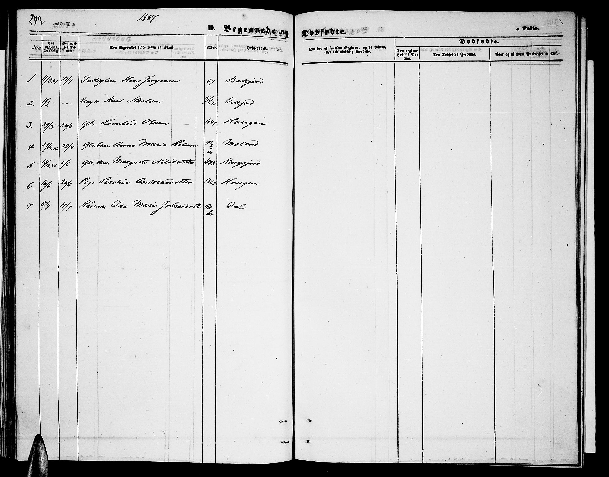 Ministerialprotokoller, klokkerbøker og fødselsregistre - Nordland, AV/SAT-A-1459/884/L1196: Parish register (copy) no. 884C02, 1860-1887, p. 273