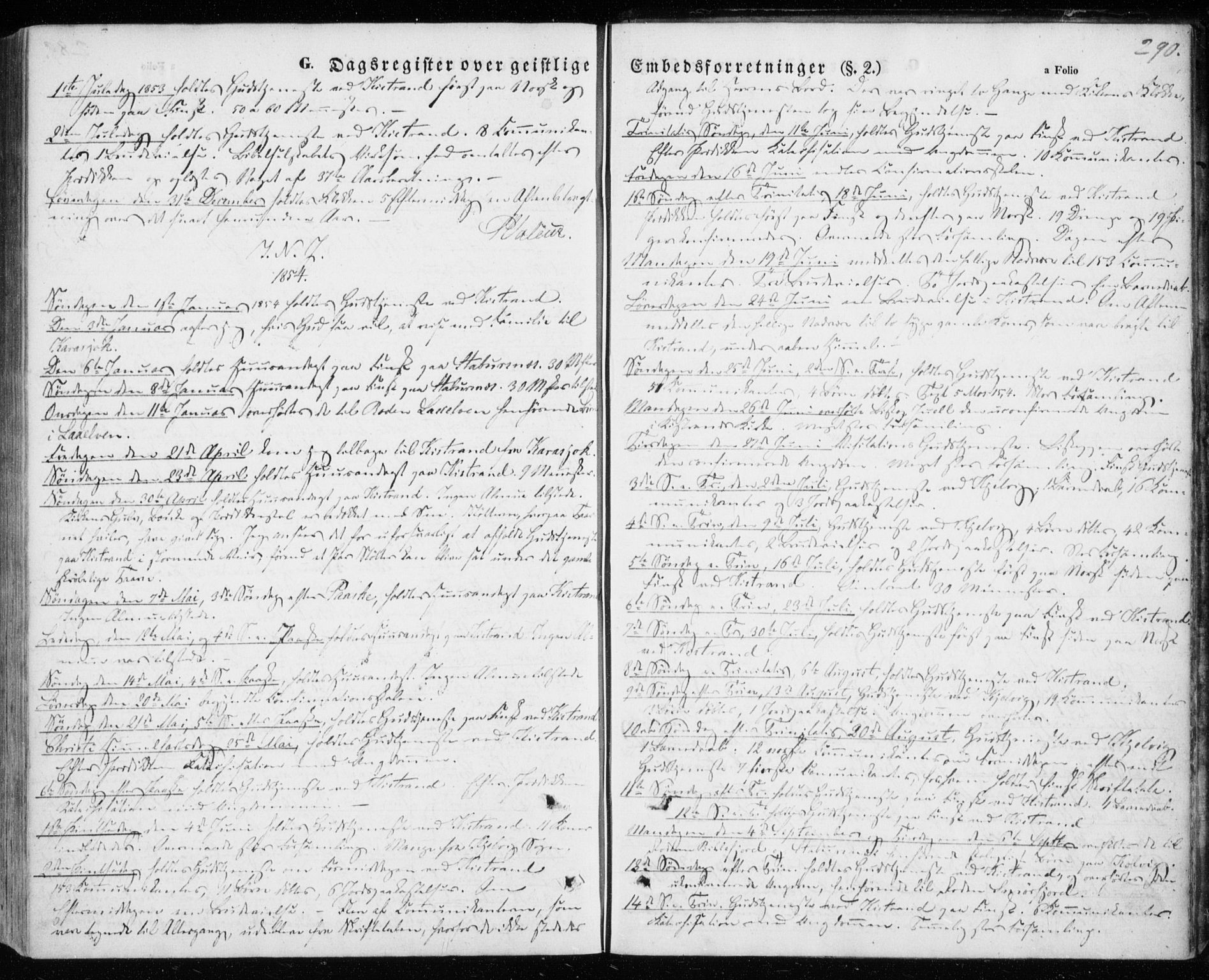 Kistrand/Porsanger sokneprestembete, AV/SATØ-S-1351/H/Ha/L0004.kirke: Parish register (official) no. 4, 1843-1860, p. 290