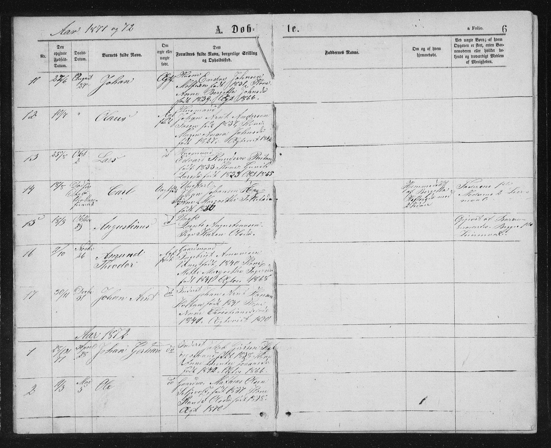 Ministerialprotokoller, klokkerbøker og fødselsregistre - Sør-Trøndelag, AV/SAT-A-1456/662/L0756: Parish register (copy) no. 662C01, 1869-1891, p. 6