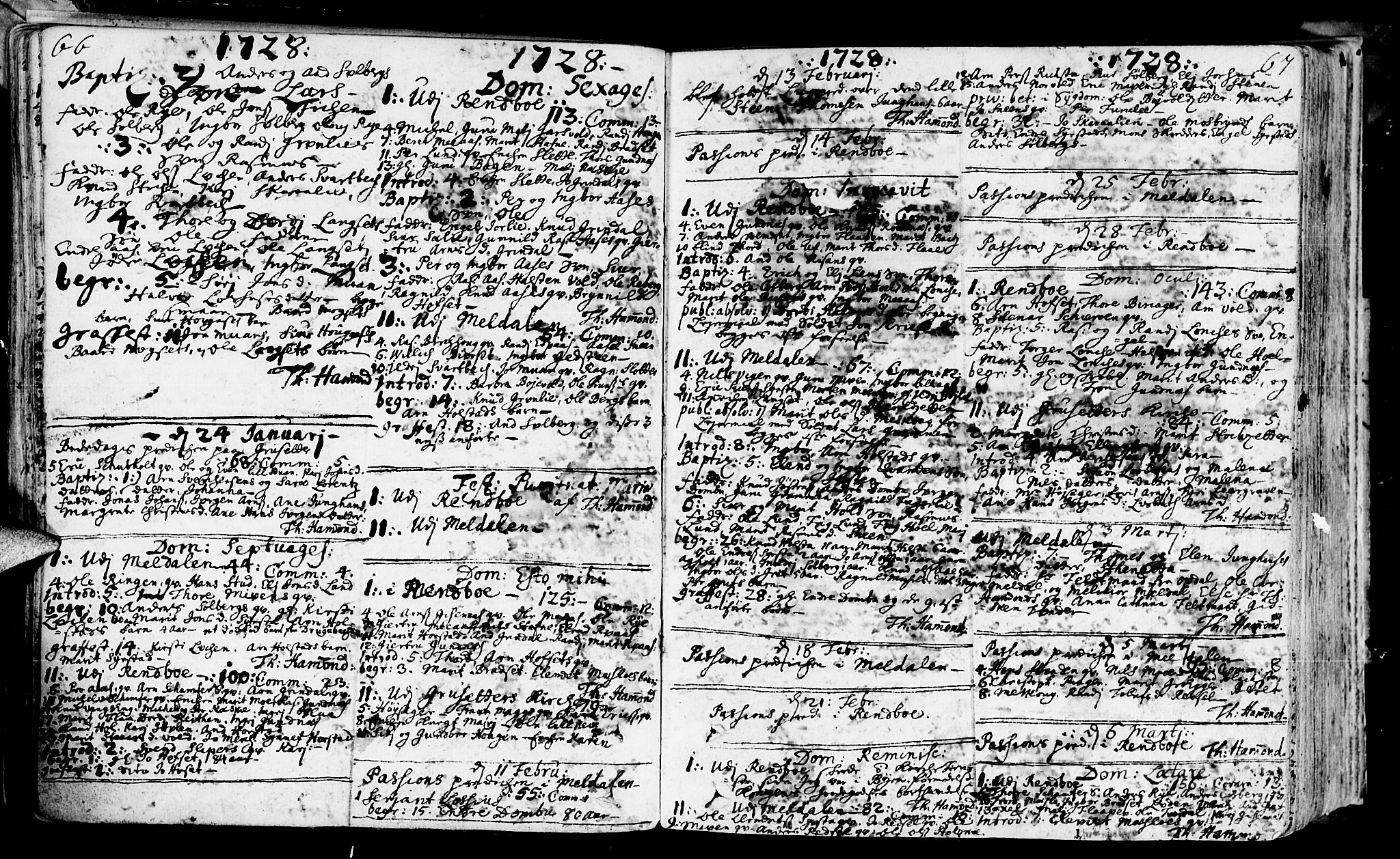 Ministerialprotokoller, klokkerbøker og fødselsregistre - Sør-Trøndelag, SAT/A-1456/672/L0850: Parish register (official) no. 672A03, 1725-1751, p. 66-67