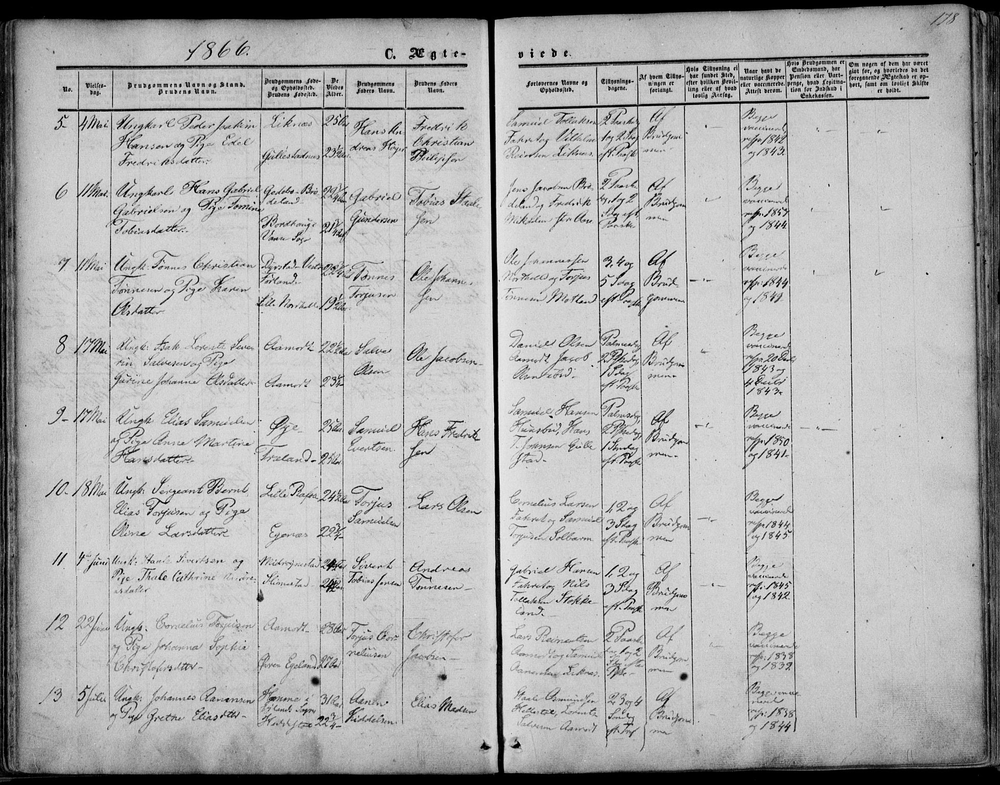 Kvinesdal sokneprestkontor, SAK/1111-0026/F/Fa/Fab/L0006: Parish register (official) no. A 6, 1857-1869, p. 178