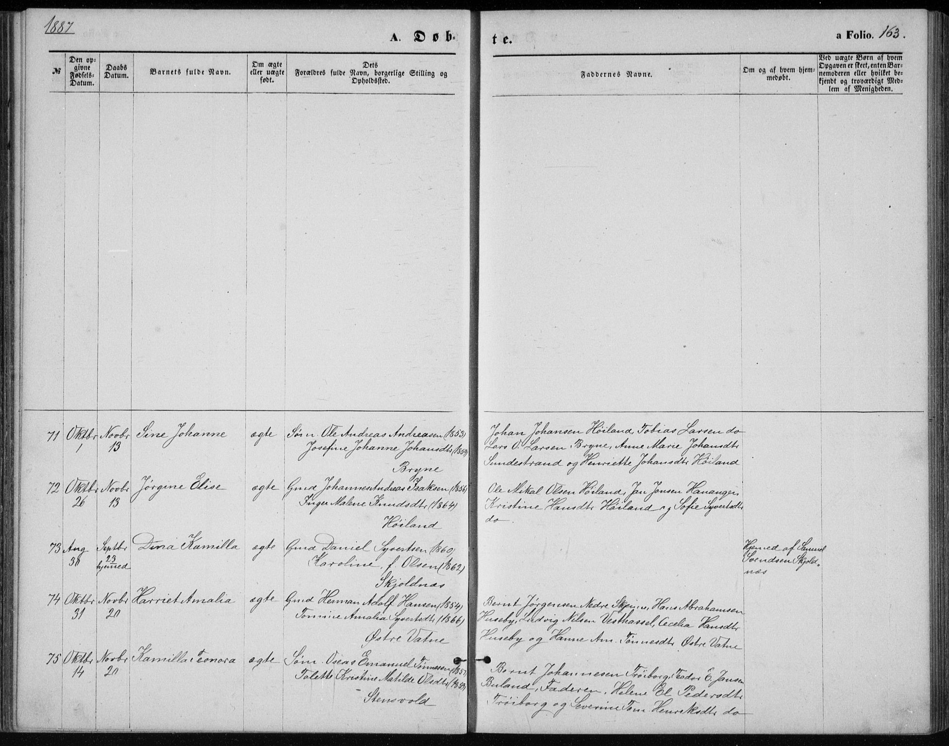 Lista sokneprestkontor, AV/SAK-1111-0027/F/Fb/L0004: Parish register (copy) no. B 4, 1877-1891, p. 163