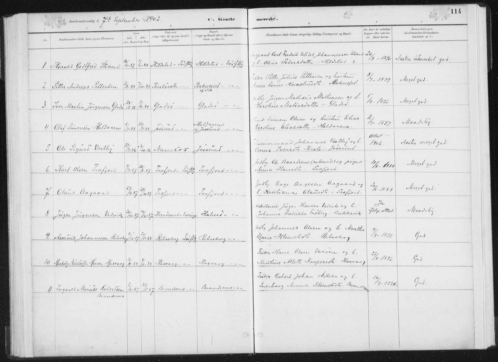 Ministerialprotokoller, klokkerbøker og fødselsregistre - Nord-Trøndelag, AV/SAT-A-1458/771/L0597: Parish register (official) no. 771A04, 1885-1910, p. 114