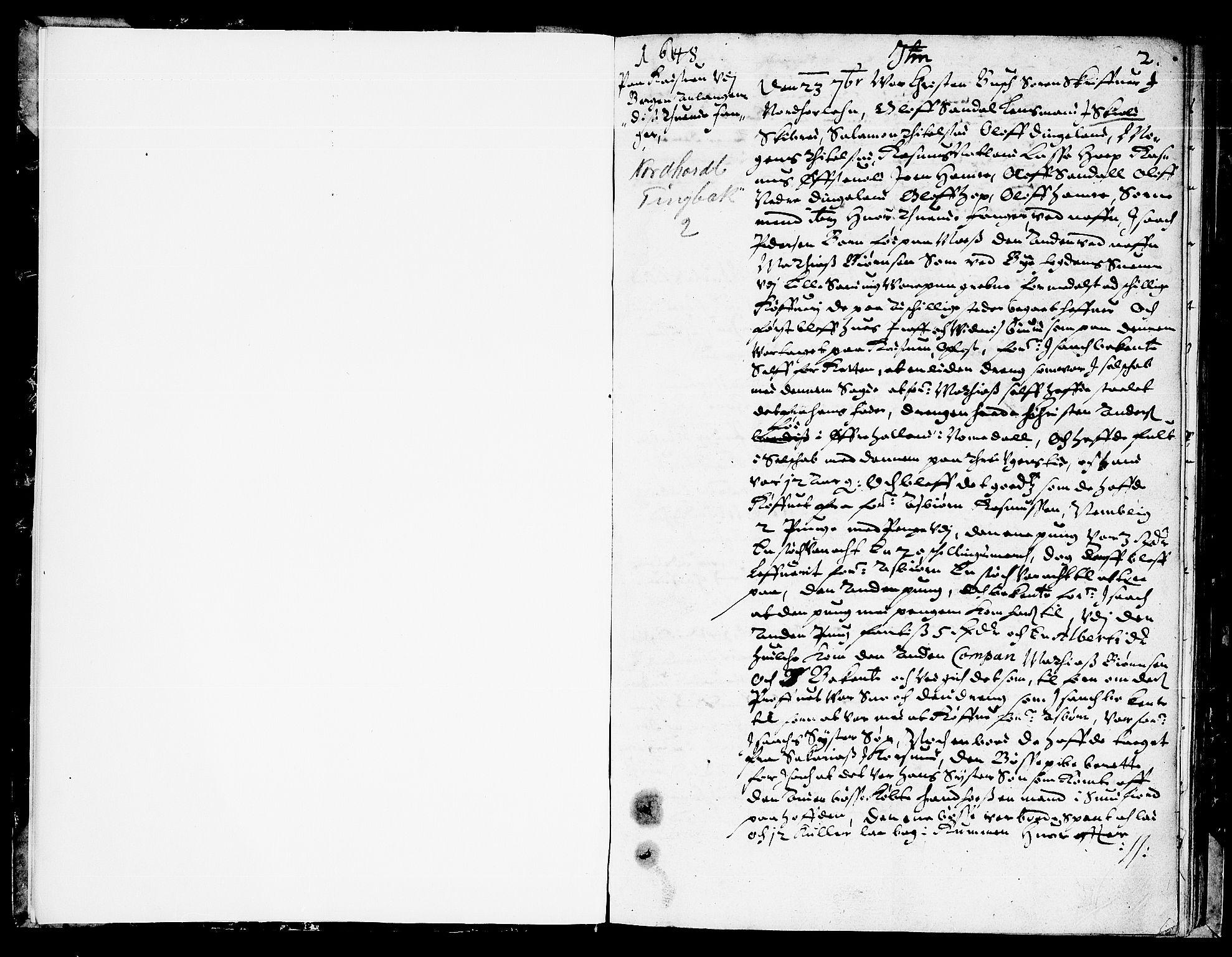 Nordhordland sorenskrivar, SAB/A-2901/1/F/Fa/L0002: Tingbok (justisprotokoll), 1648-1651, p. 1b-2a
