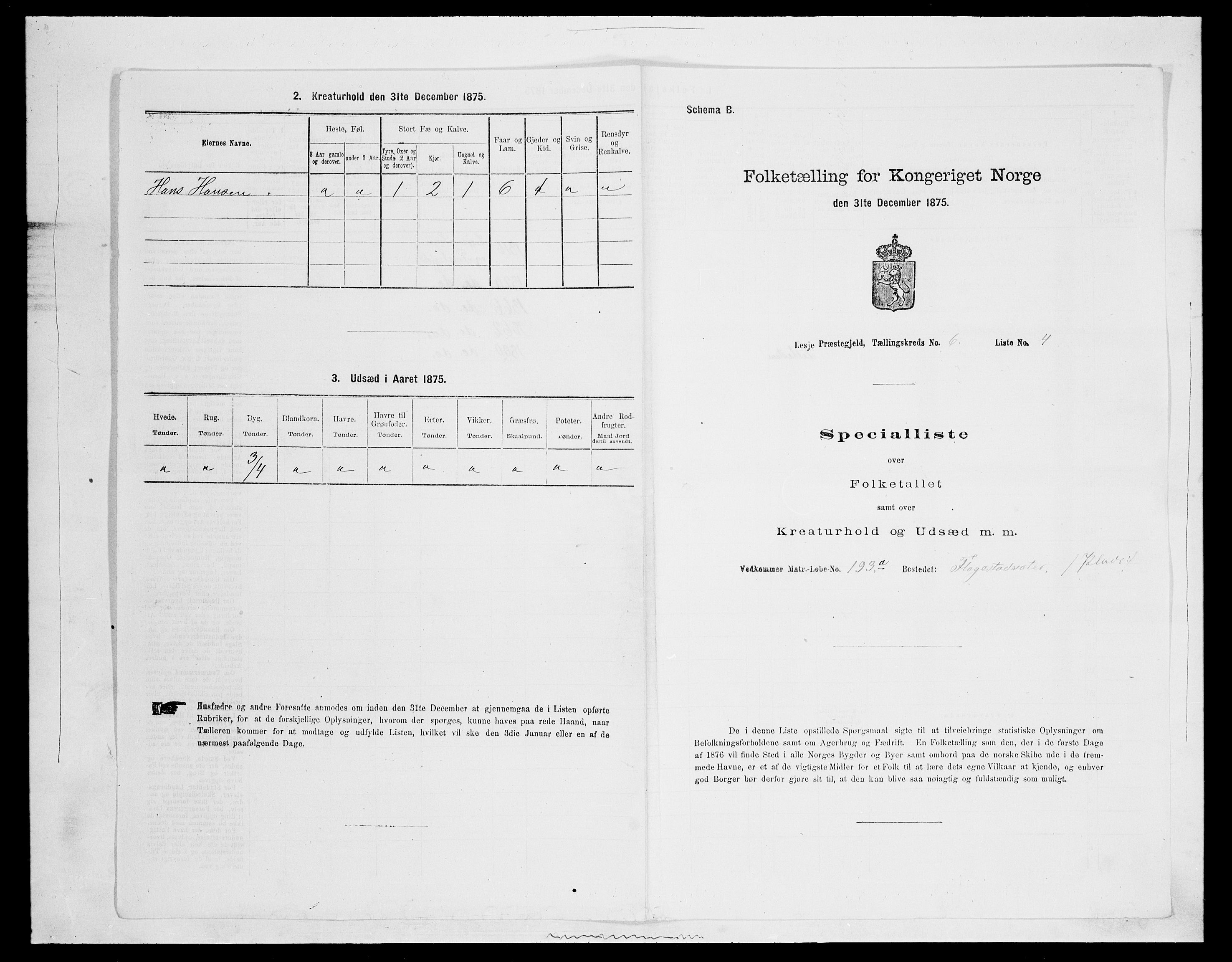 SAH, 1875 census for 0512P Lesja, 1875, p. 842