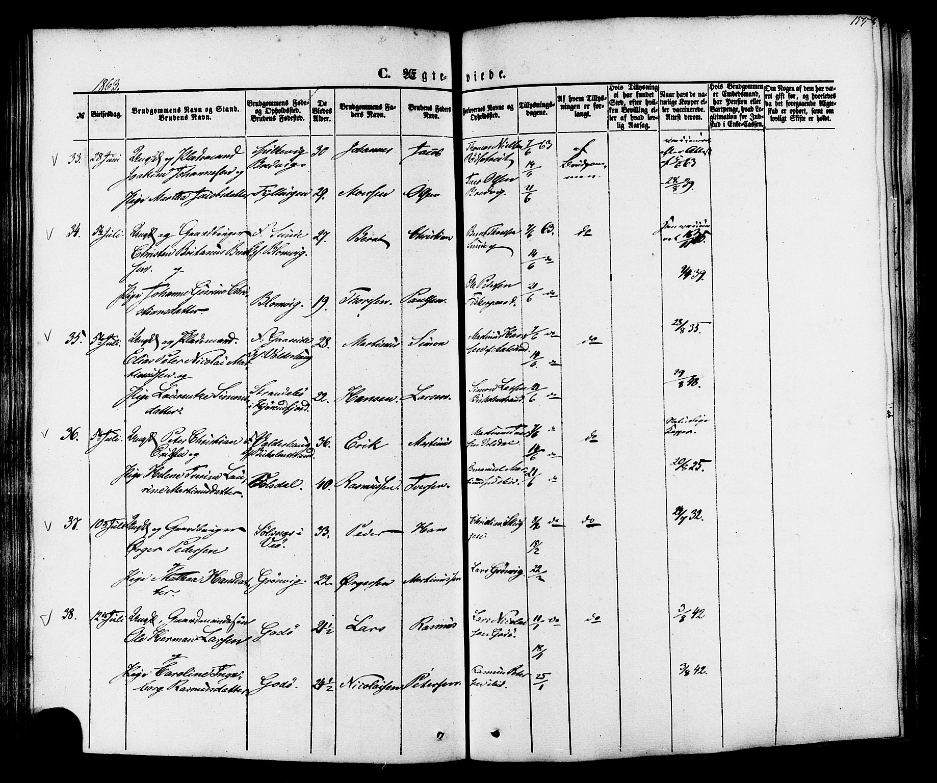 Ministerialprotokoller, klokkerbøker og fødselsregistre - Møre og Romsdal, SAT/A-1454/528/L0398: Parish register (official) no. 528A09, 1858-1864, p. 155