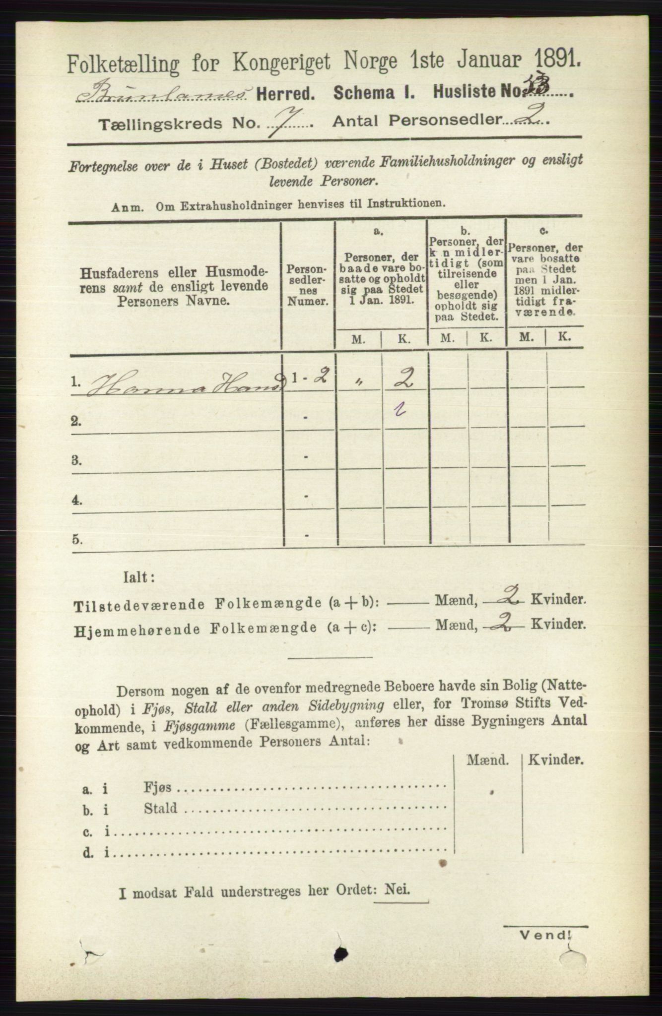 RA, 1891 census for 0726 Brunlanes, 1891, p. 2972