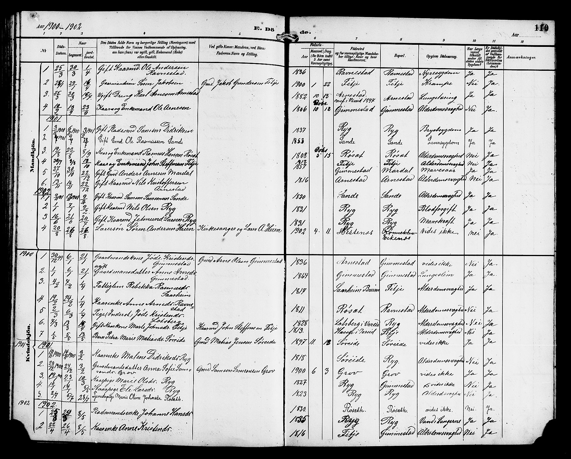 Gloppen sokneprestembete, SAB/A-80101/H/Hab/Habd/L0001: Parish register (copy) no. D 1, 1892-1921, p. 110