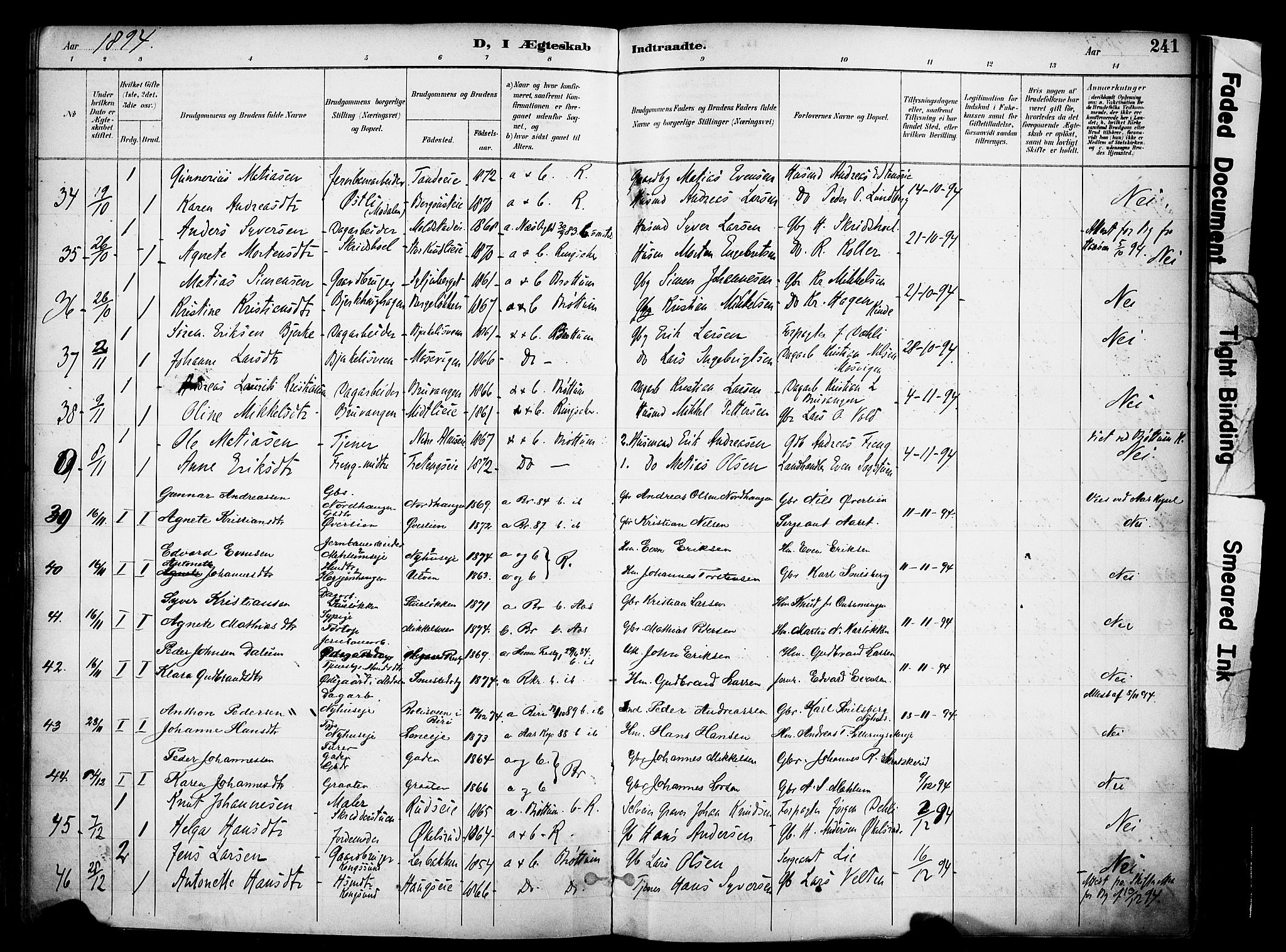 Ringsaker prestekontor, SAH/PREST-014/K/Ka/L0017: Parish register (official) no. 17, 1891-1902, p. 241