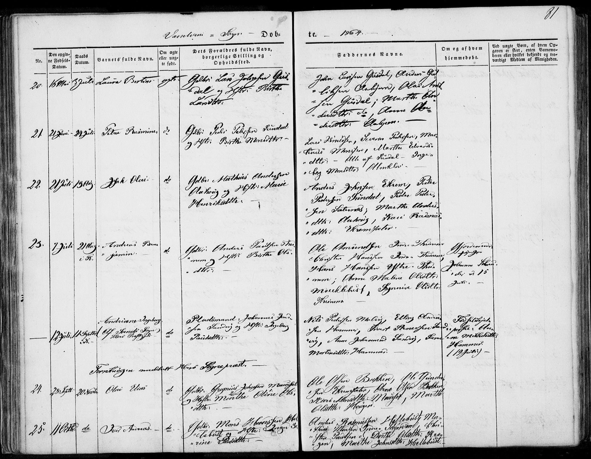 Ministerialprotokoller, klokkerbøker og fødselsregistre - Møre og Romsdal, SAT/A-1454/501/L0006: Parish register (official) no. 501A06, 1844-1868, p. 81