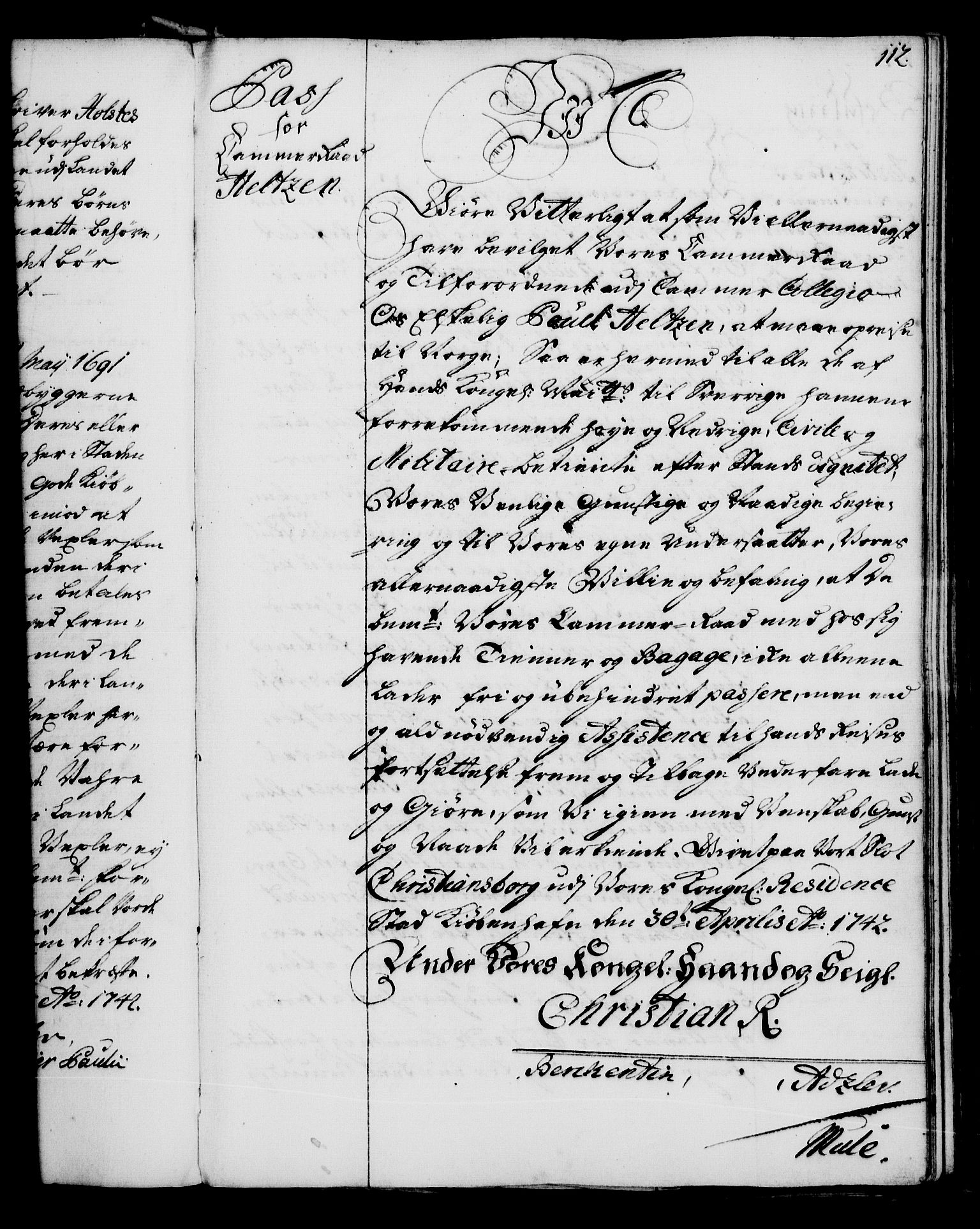 Rentekammeret, Kammerkanselliet, AV/RA-EA-3111/G/Gg/Gga/L0005: Norsk ekspedisjonsprotokoll med register (merket RK 53.5), 1741-1749, p. 112