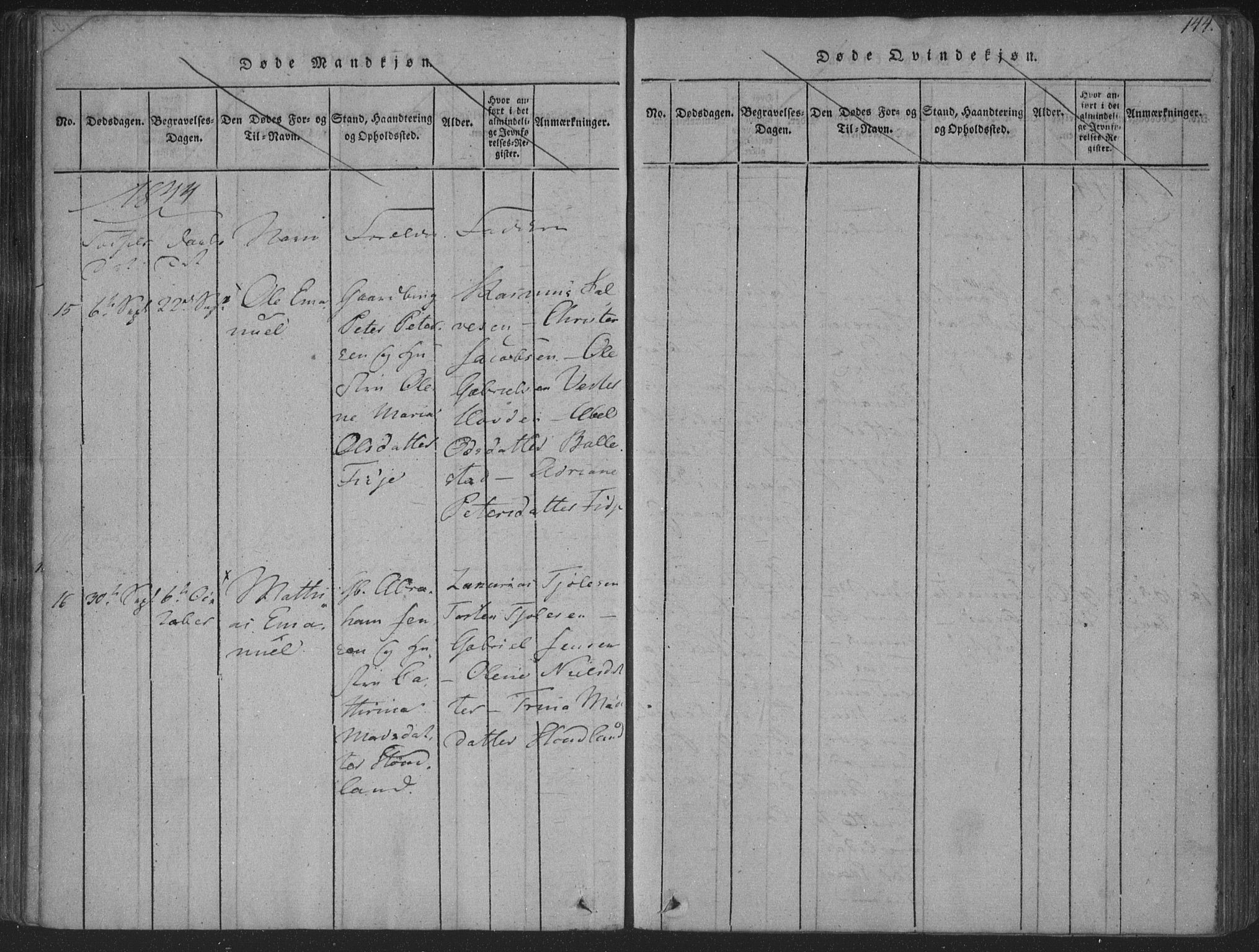 Herad sokneprestkontor, AV/SAK-1111-0018/F/Fa/Fab/L0002: Parish register (official) no. A 2, 1816-1844, p. 144