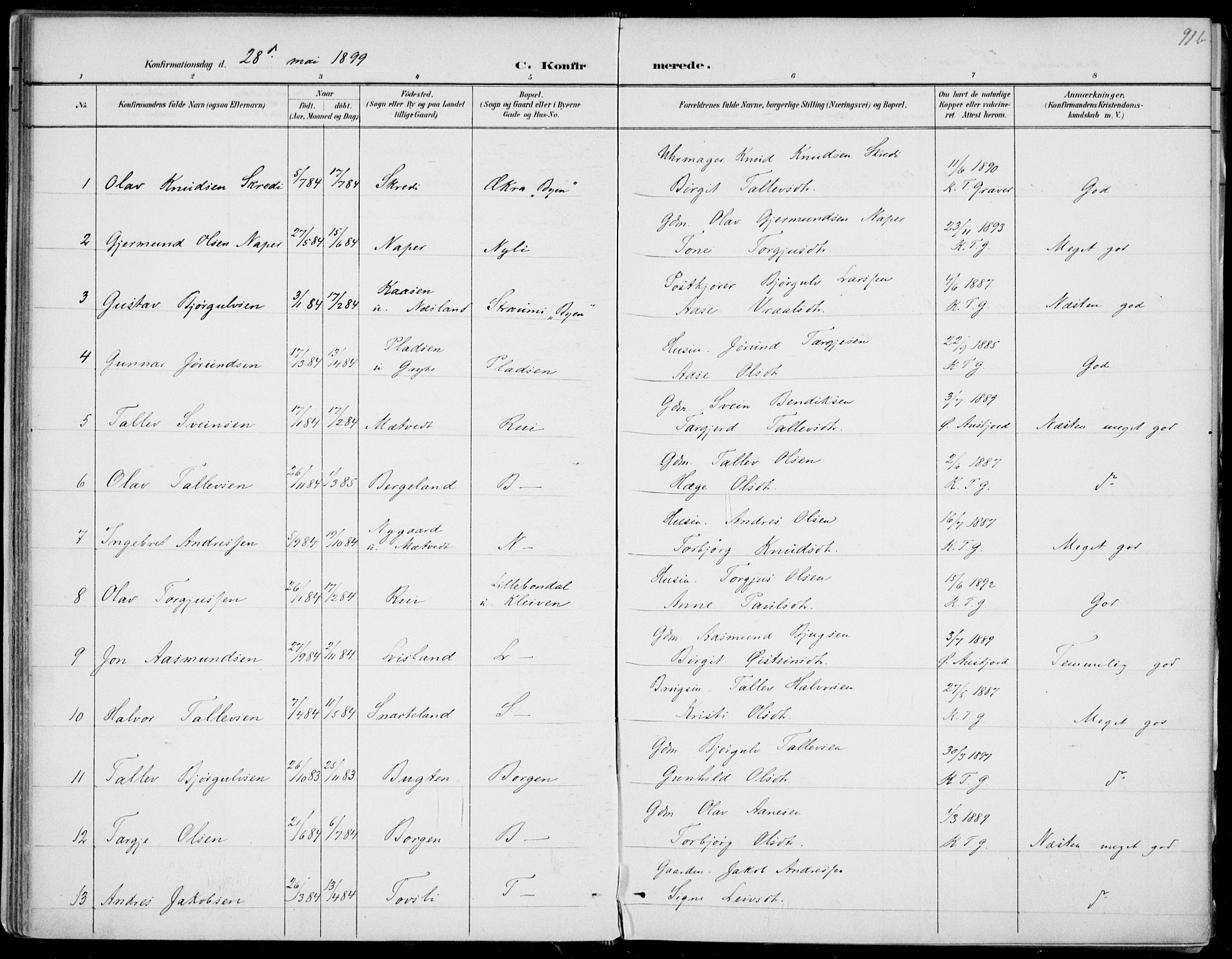 Fyresdal kirkebøker, SAKO/A-263/F/Fa/L0007: Parish register (official) no. I 7, 1887-1914, p. 91