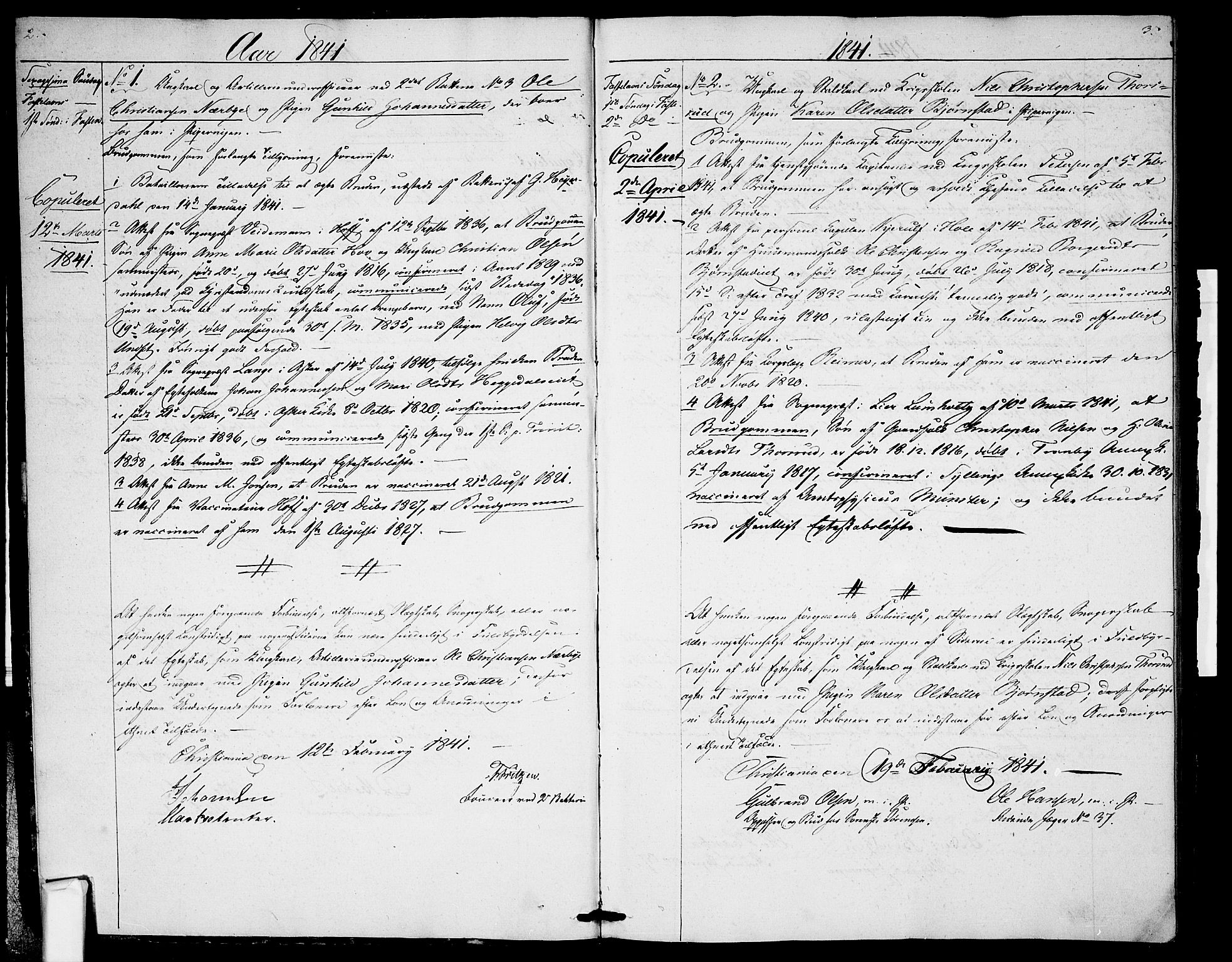 Garnisonsmenigheten Kirkebøker, AV/SAO-A-10846/H/Ha/L0004: Banns register no. I 4, 1840-1844, p. 2-3