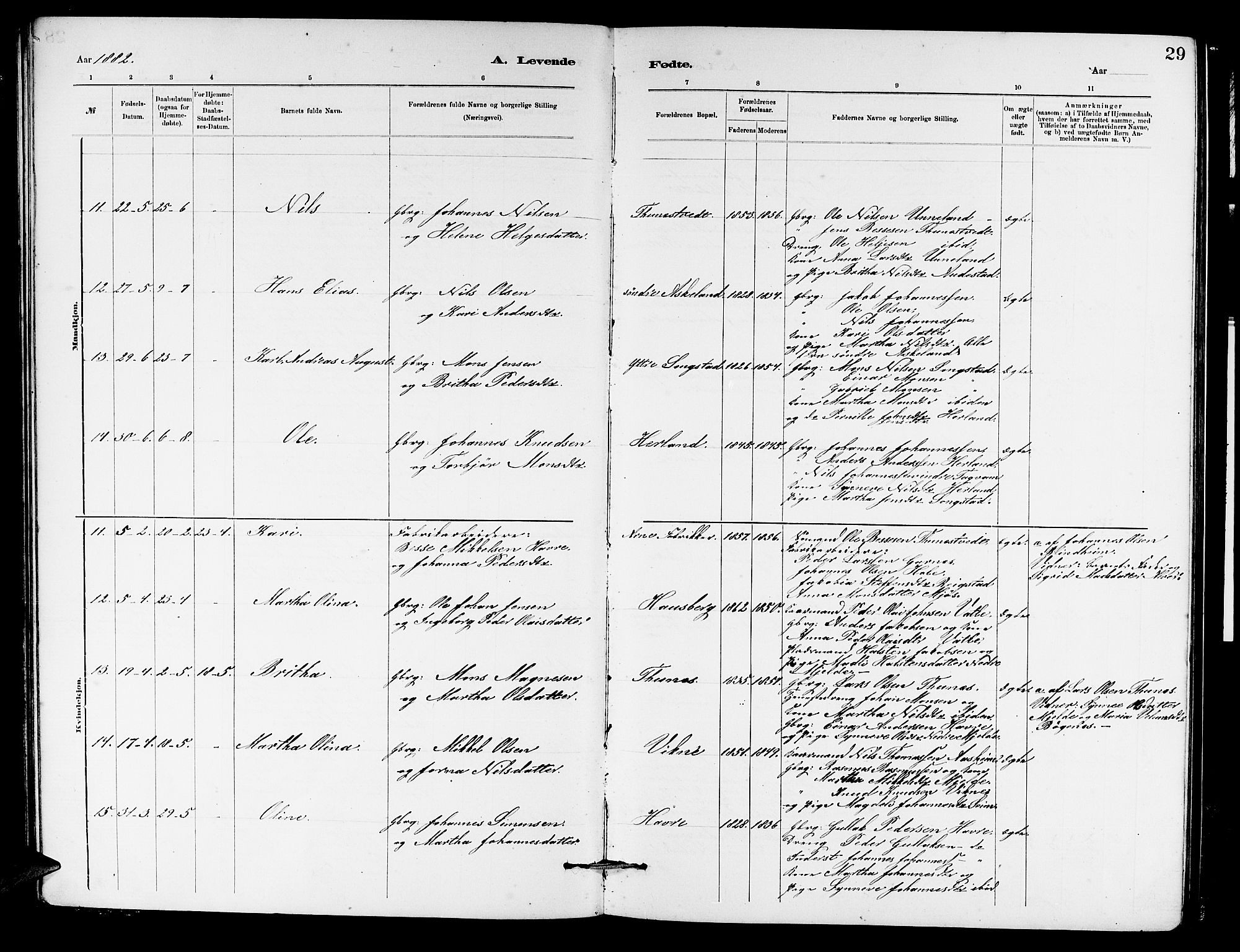 Haus sokneprestembete, AV/SAB-A-75601/H/Hab: Parish register (copy) no. B 2, 1878-1884, p. 29