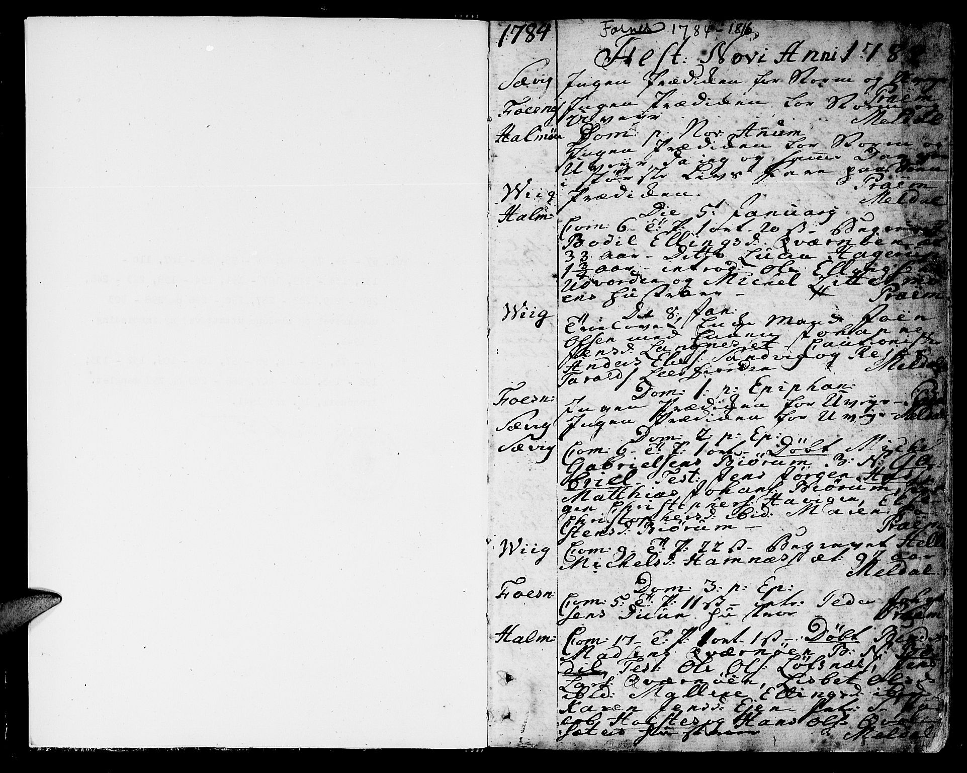 Ministerialprotokoller, klokkerbøker og fødselsregistre - Nord-Trøndelag, SAT/A-1458/773/L0608: Parish register (official) no. 773A02, 1784-1816, p. 1